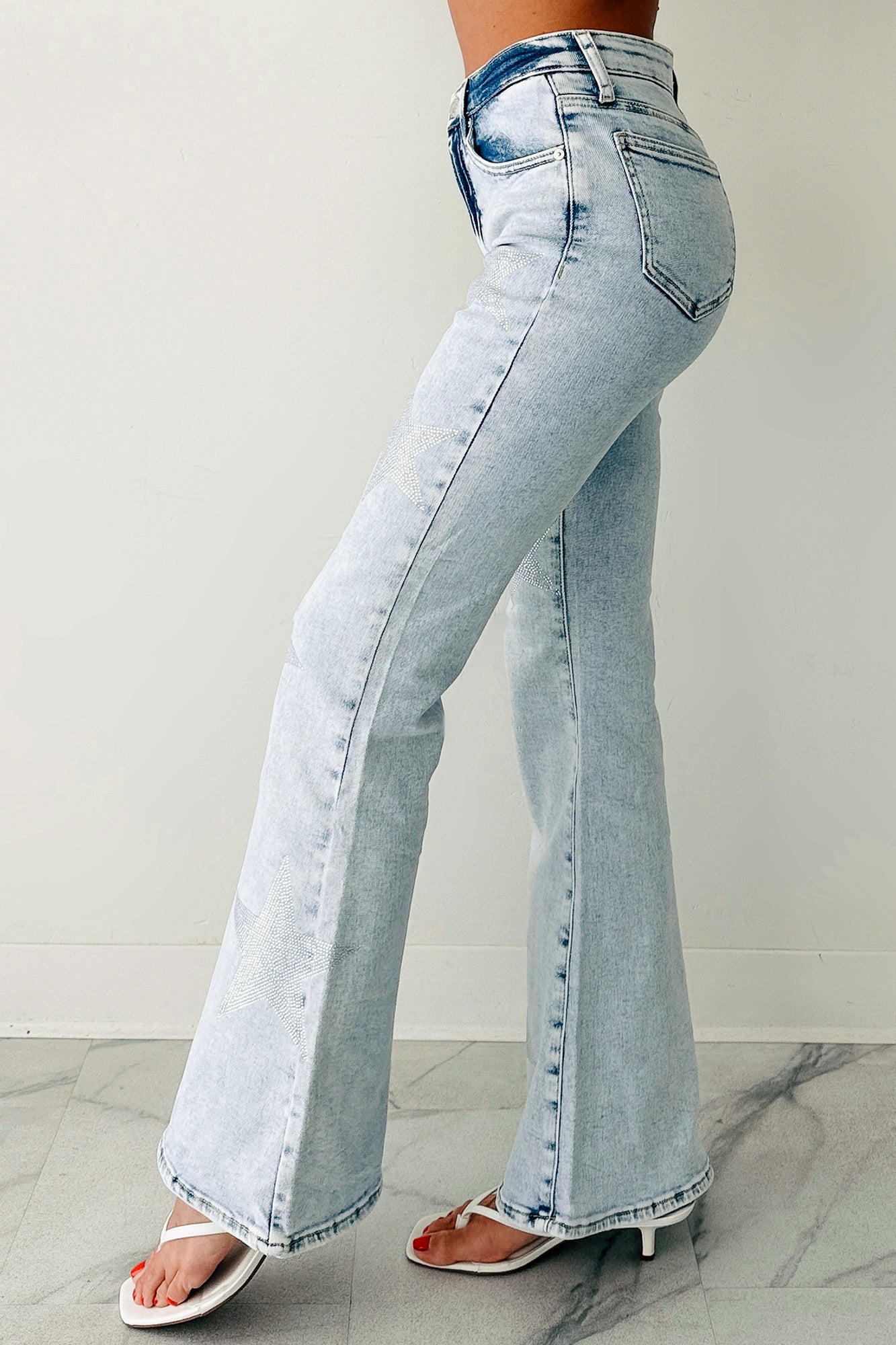 Gwen Tummy Control Saige Flare Star Jeans (Light)-The Formal Wear