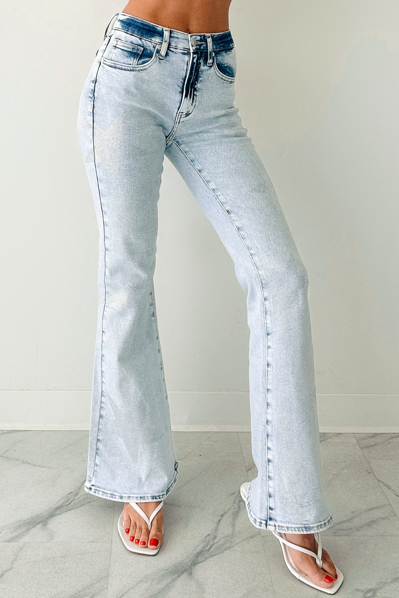 Gwen Tummy Control Saige Flare Star Jeans (Light)-The Formal Wear