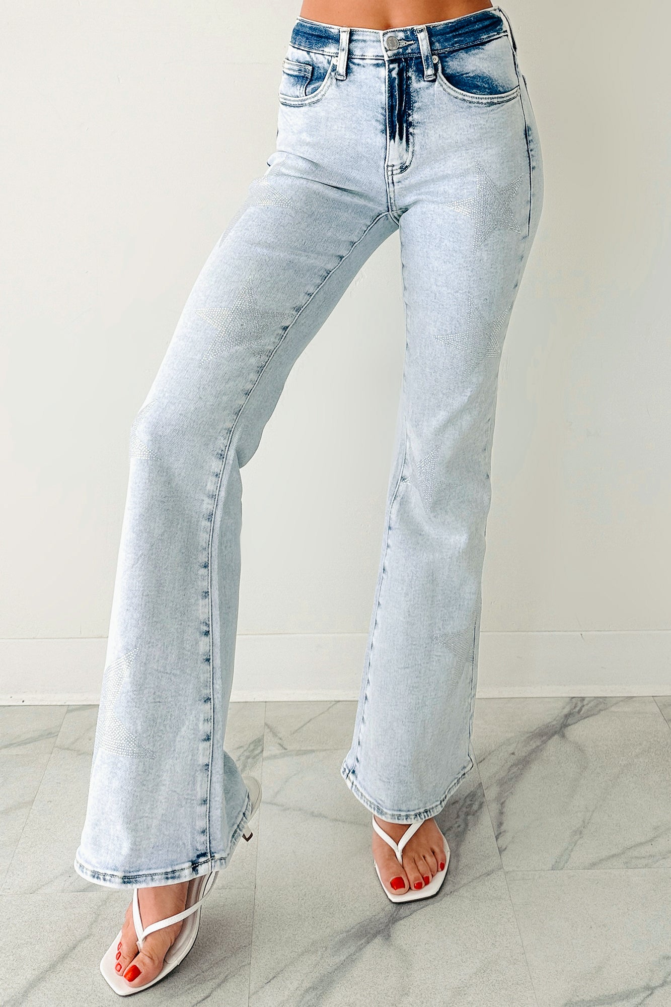 Gwen Tummy Control Saige Flare Star Jeans (Light)-The Formal Wear