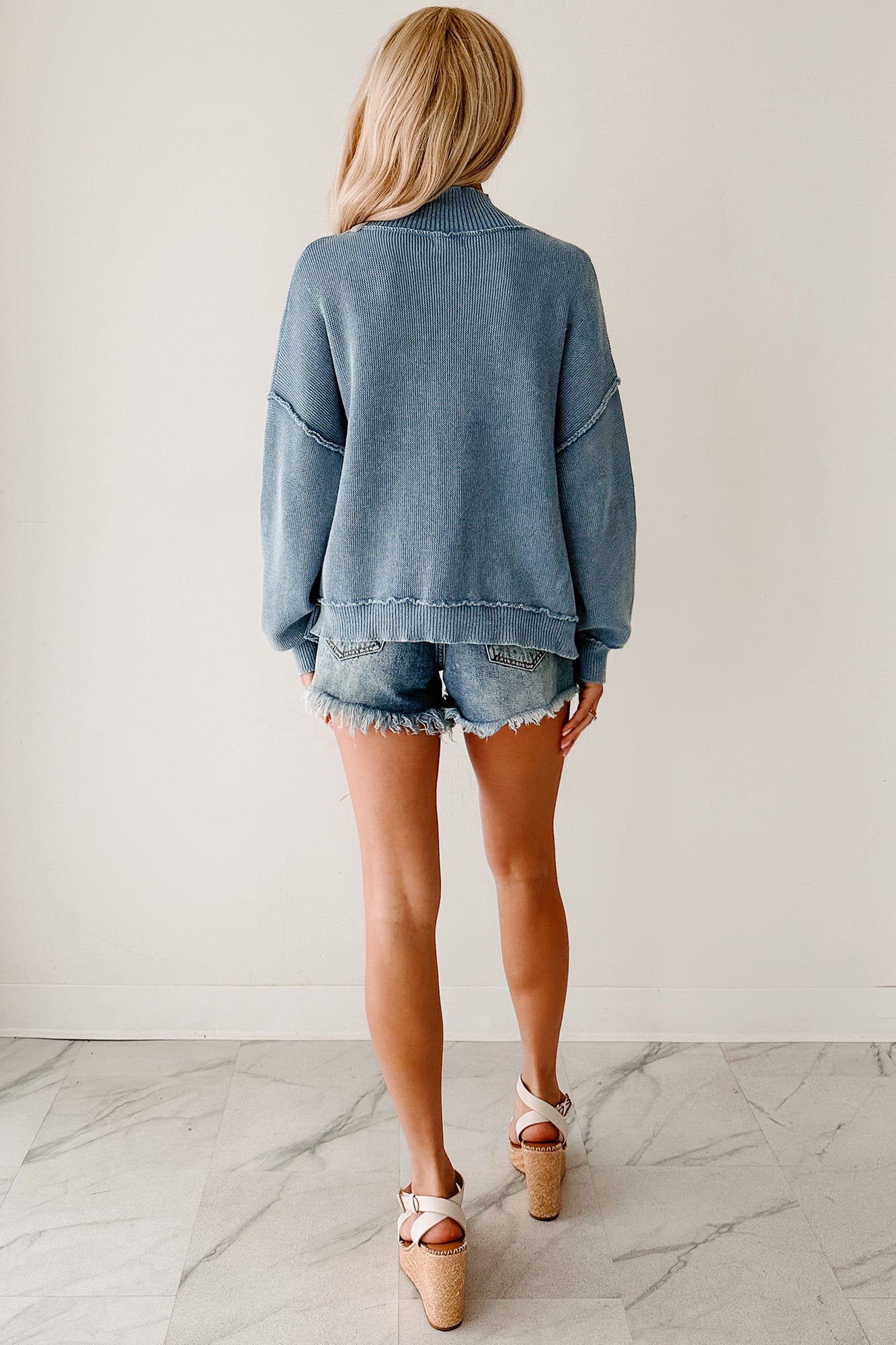 Rest Is Ritual Mineral Wash POL Cardigan (Blue)-The Formal Wear