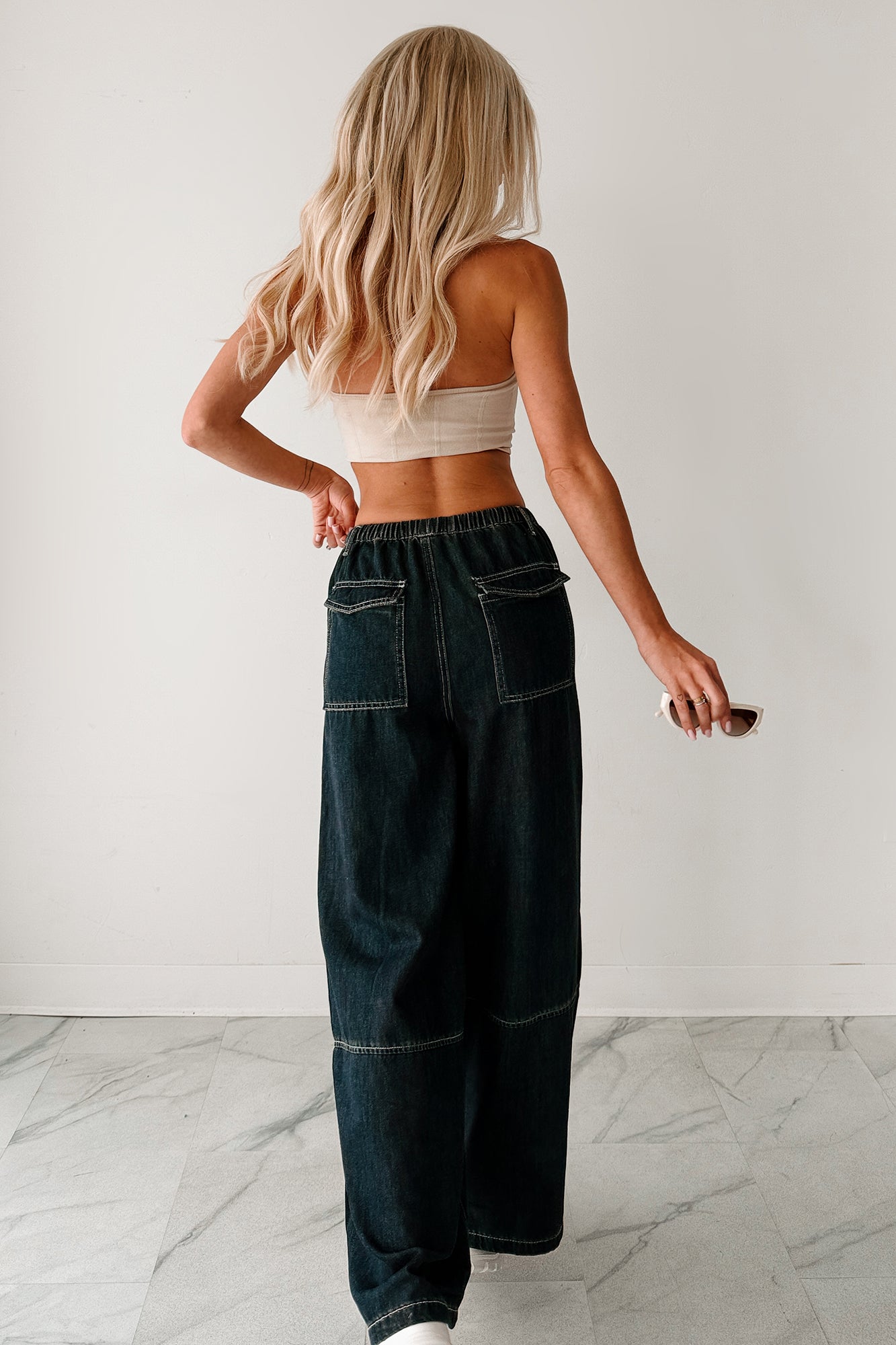 Chill Energy Wide Leg Drawstring Pants (Grey Denim)-The Formal Wear