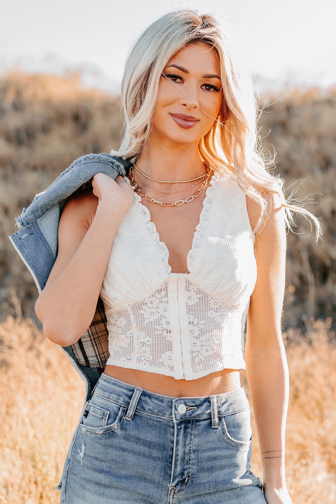 Dream In Gold Sleeveless Floral Lace Top (Cream)-The Formal Wear