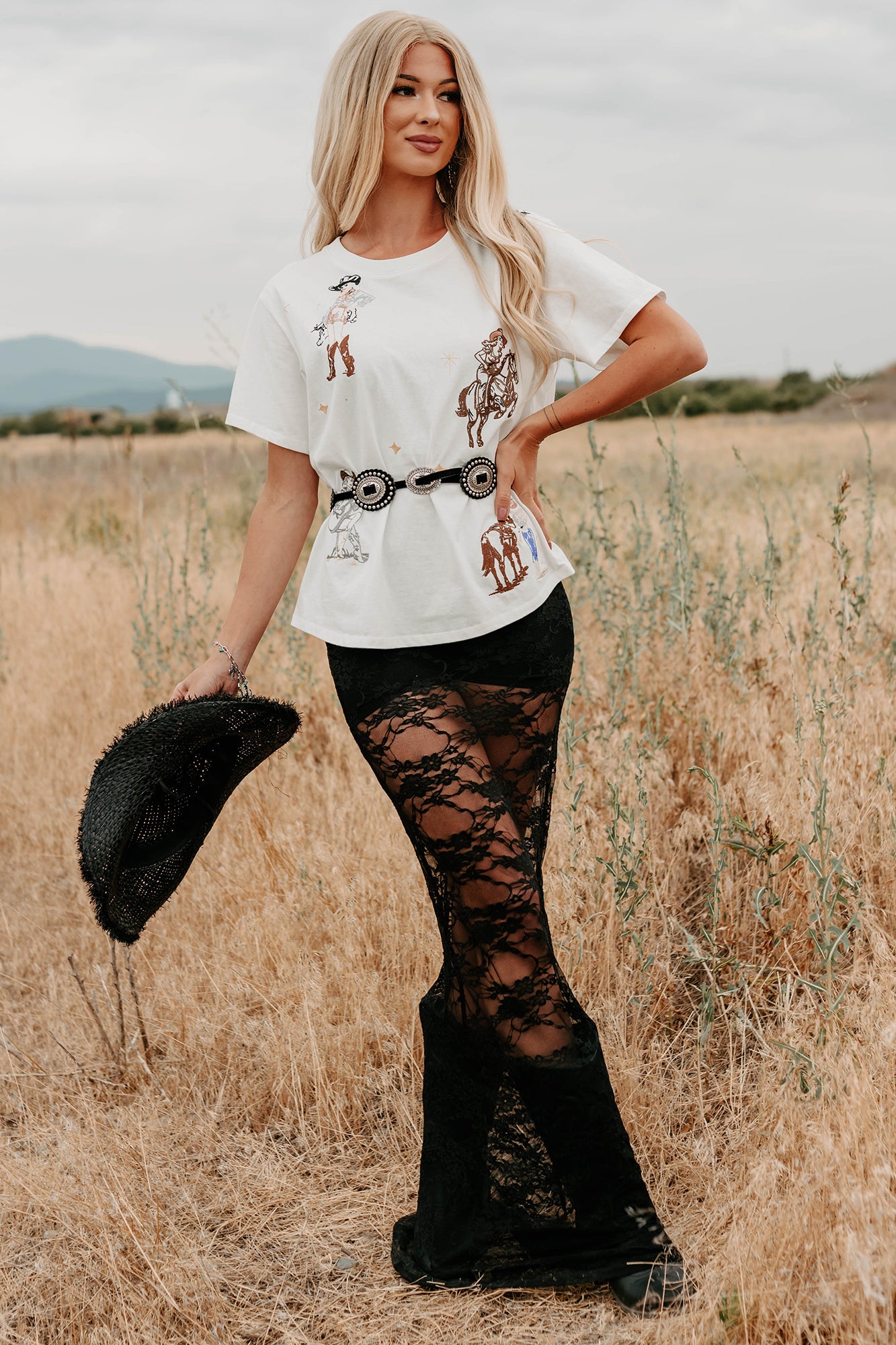 Southern Skies Embroidered Graphic Tee (Off White)-The Formal Wear