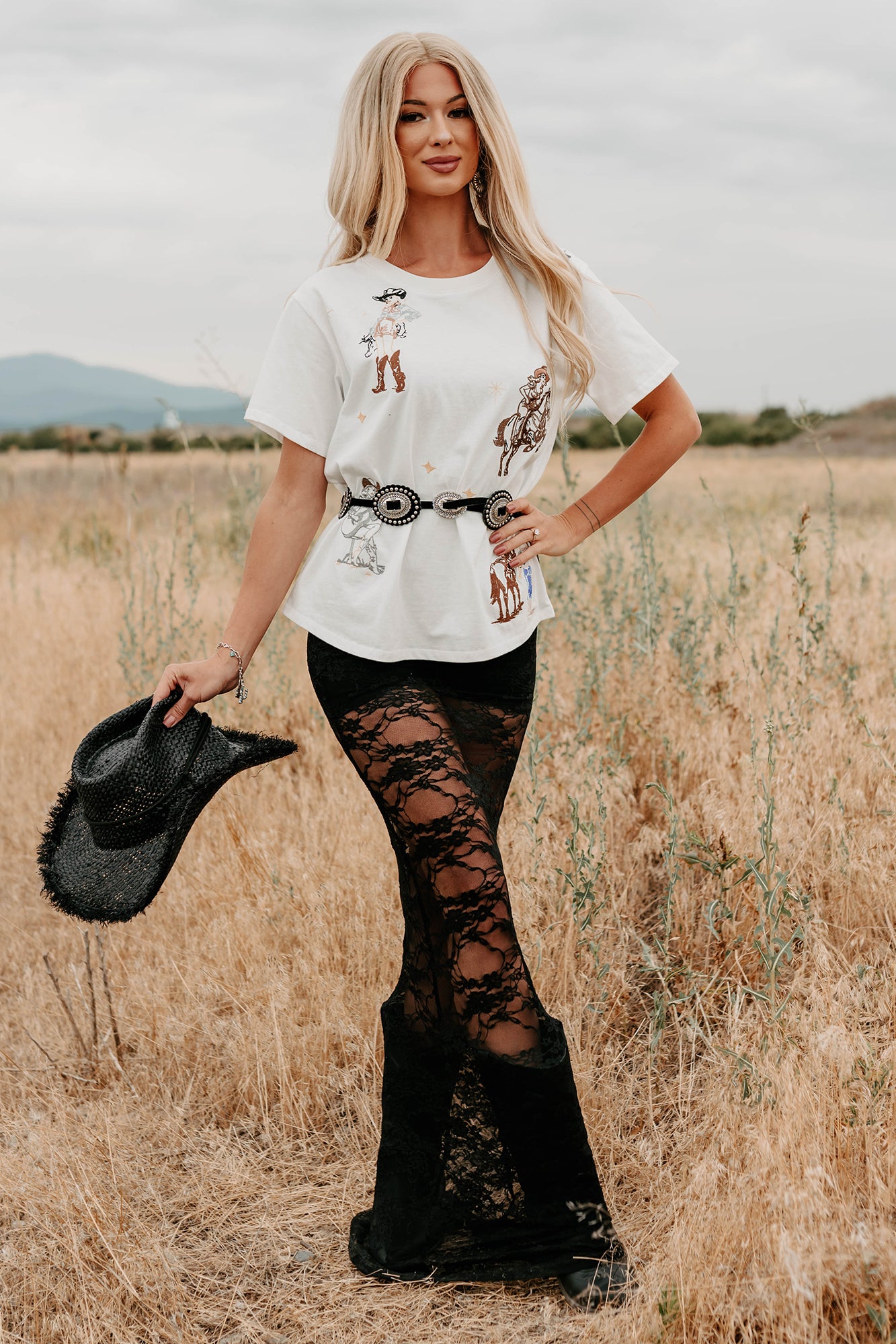 Southern Skies Embroidered Graphic Tee (Off White)-The Formal Wear