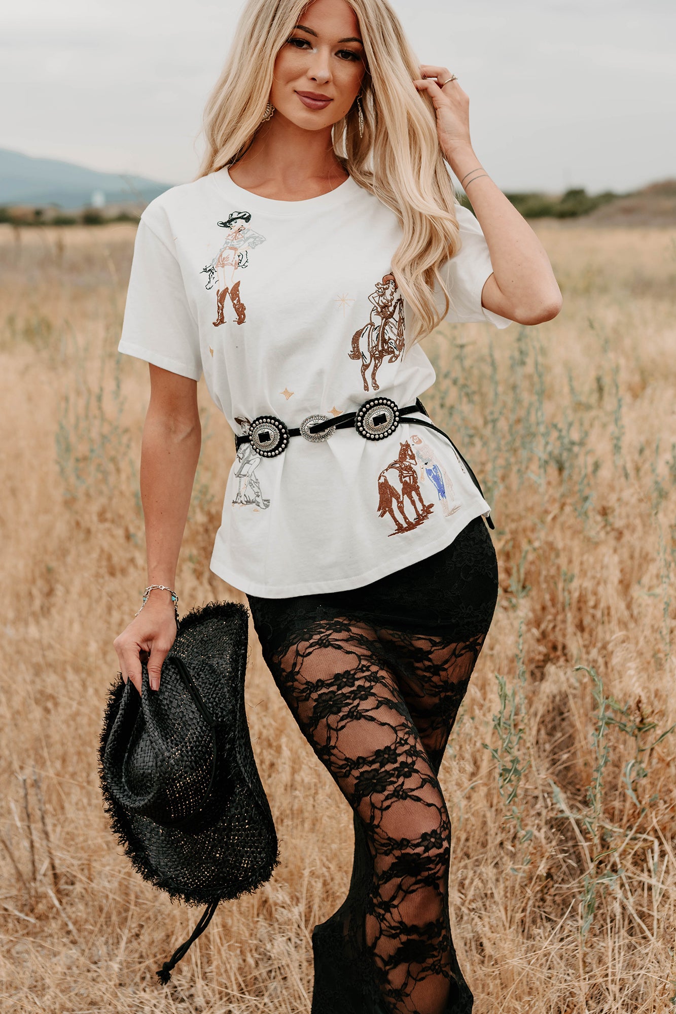 Southern Skies Embroidered Graphic Tee (Off White)-The Formal Wear