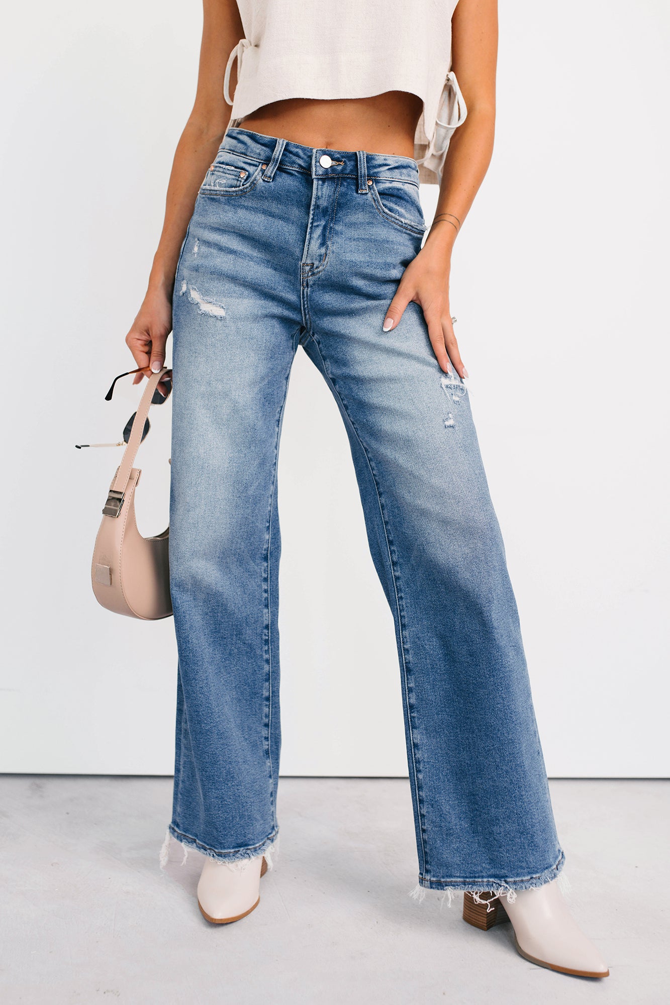 Zari High Rise Straight Leg Mica Denim Jeans (Medium)-The Formal Wear