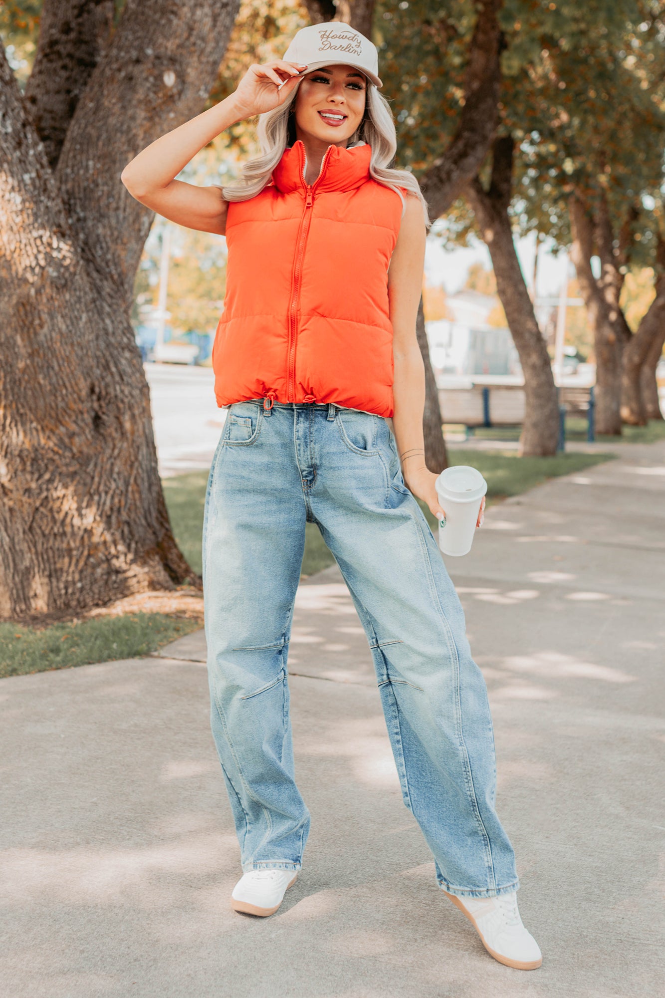 On The Reverse Side Reversible Puffer Vest (Tomato/Beige)-The Formal Wear