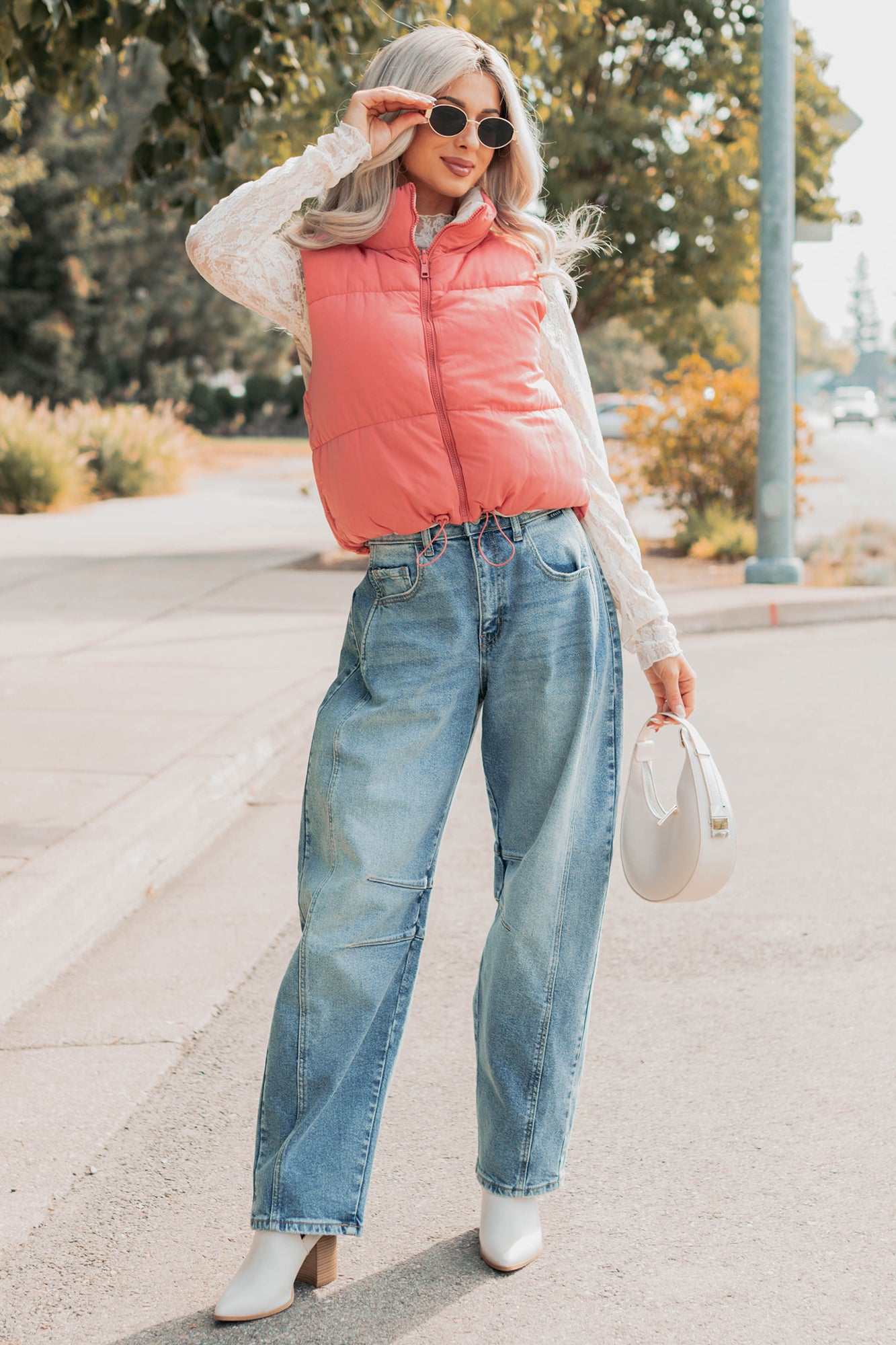On The Reverse Side Reversible Puffer Vest (Hibiscus/Beige)-The Formal Wear