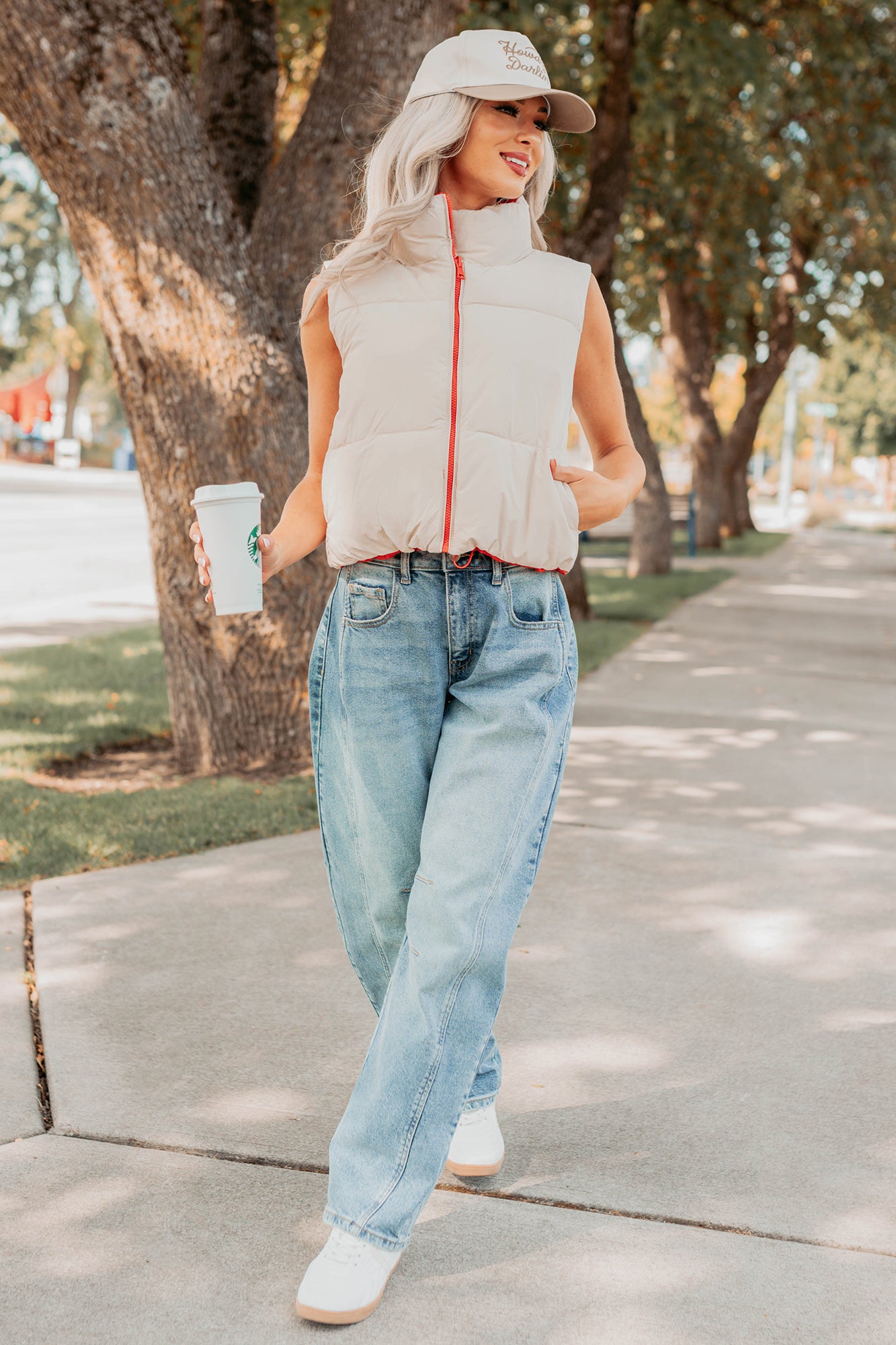On The Reverse Side Reversible Puffer Vest (Tomato/Beige)-The Formal Wear