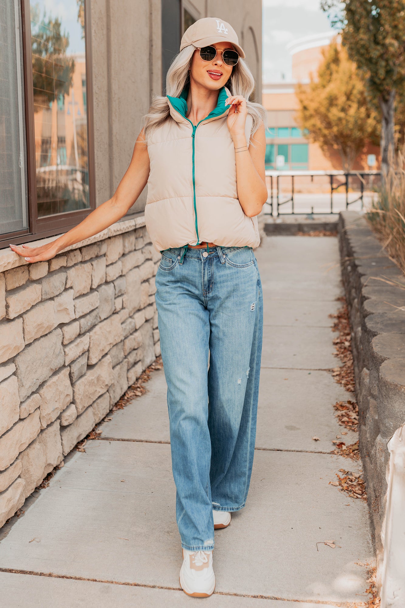 On The Reverse Side Reversible Puffer Vest (Green/Beige)-The Formal Wear