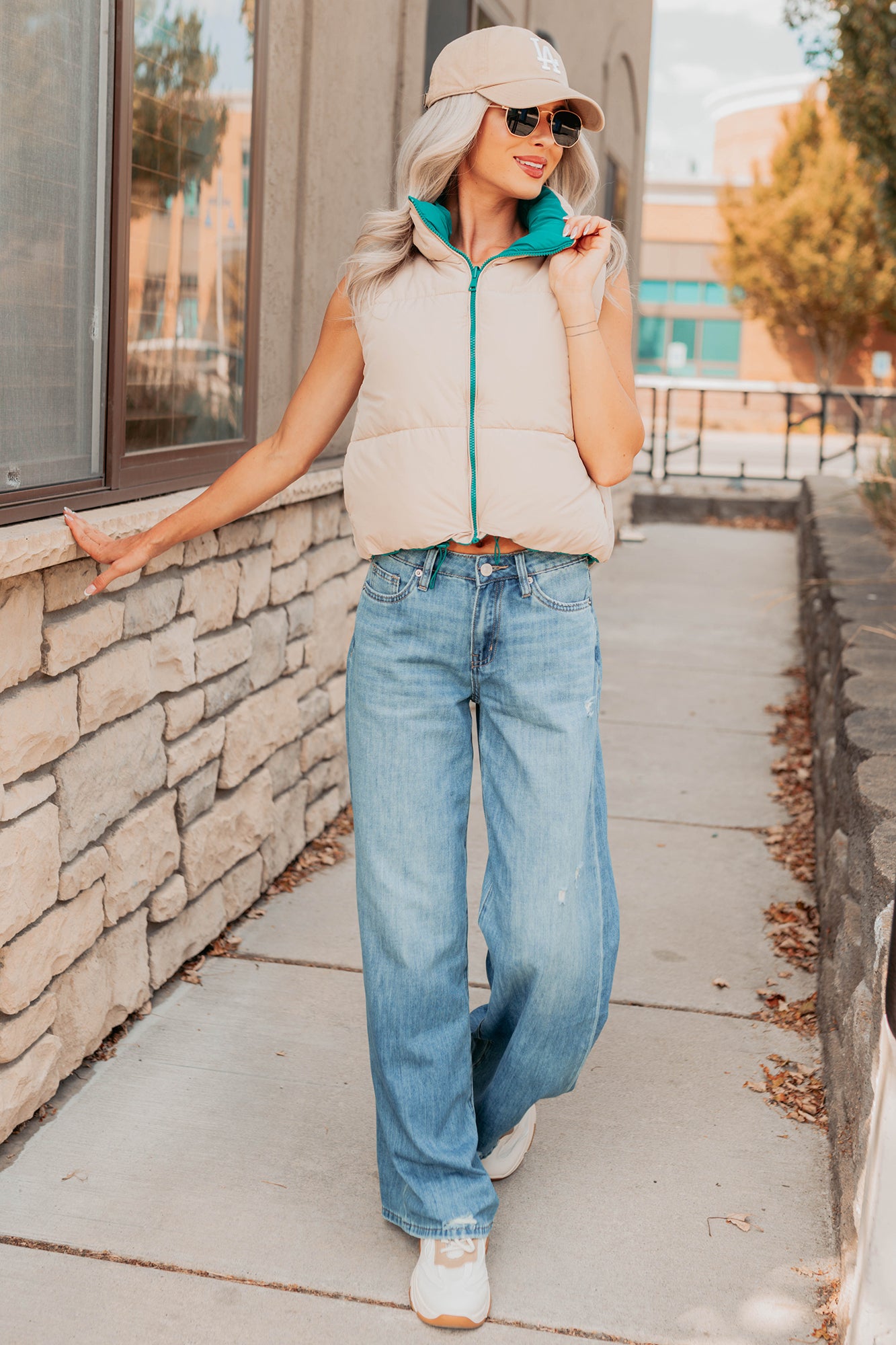 On The Reverse Side Reversible Puffer Vest (Green/Beige)-The Formal Wear