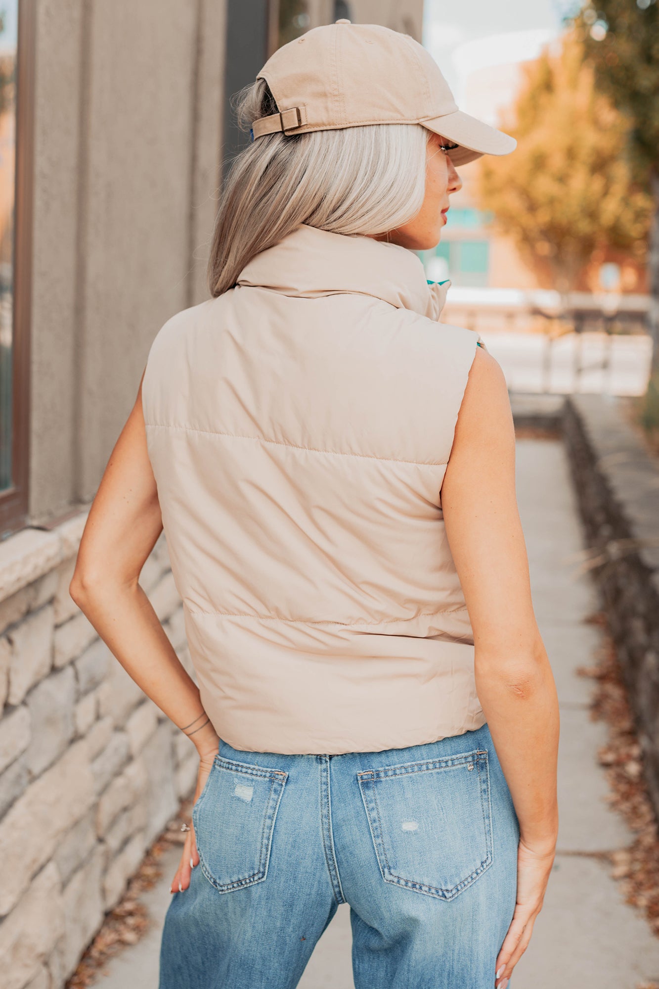 On The Reverse Side Reversible Puffer Vest (Green/Beige)-The Formal Wear