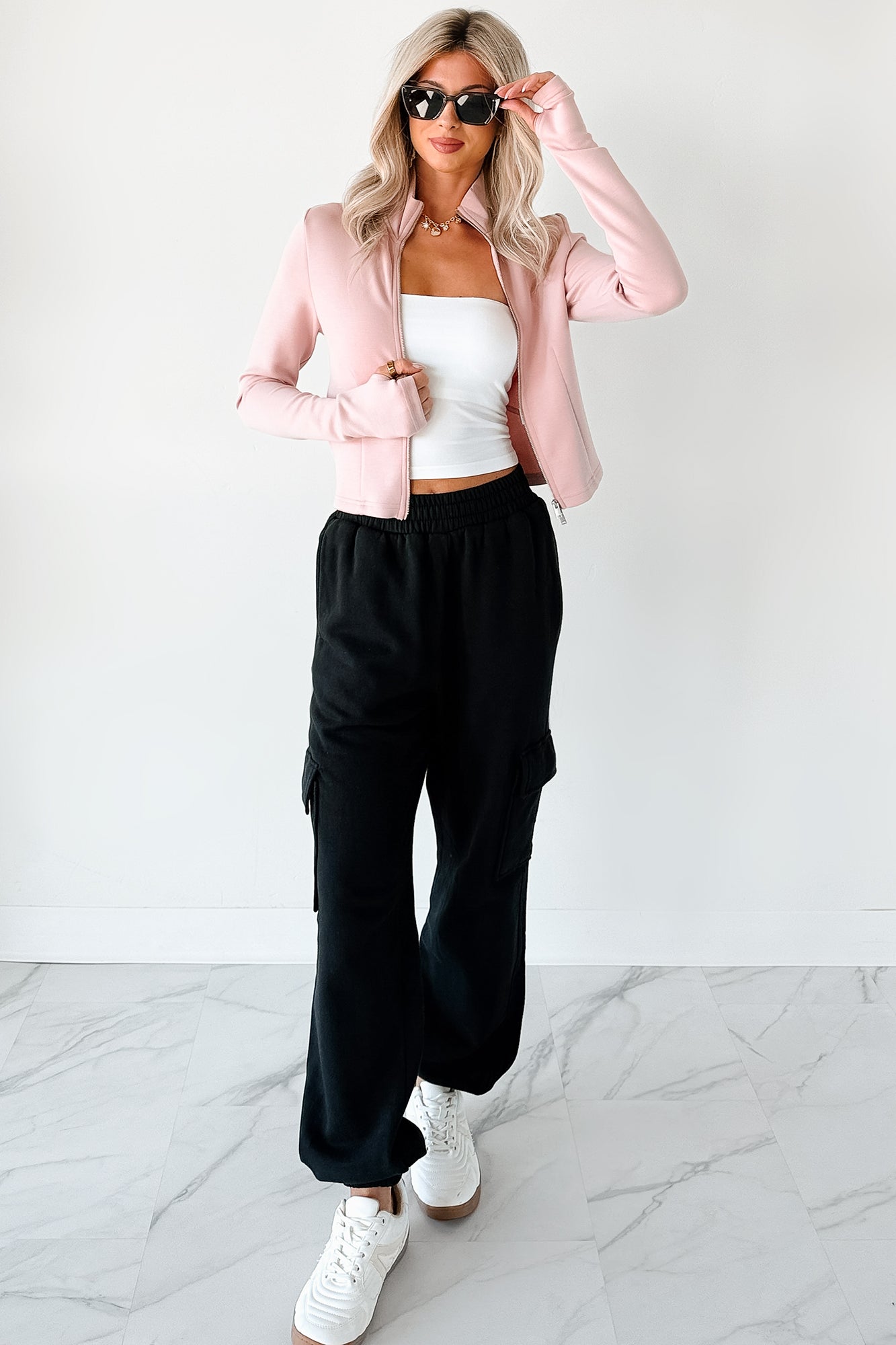 Athletic Drive Double Zipper Active Jacket (Pink Stone)-The Formal Wear