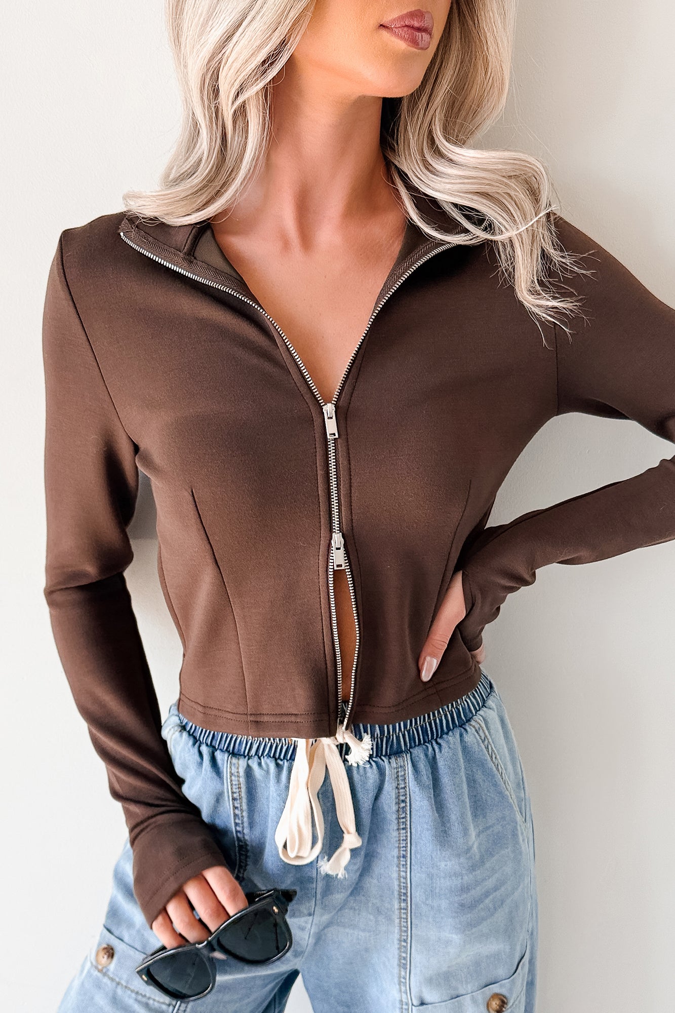 Athletic Drive Double Zipper Active Jacket (Brown)-The Formal Wear