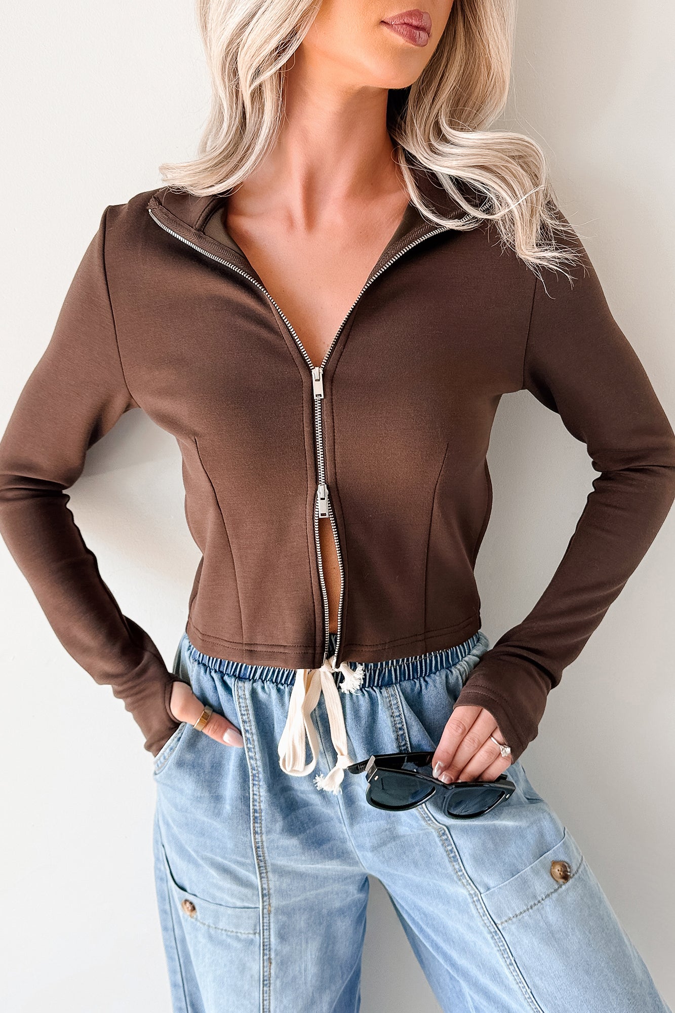 Athletic Drive Double Zipper Active Jacket (Brown)-The Formal Wear