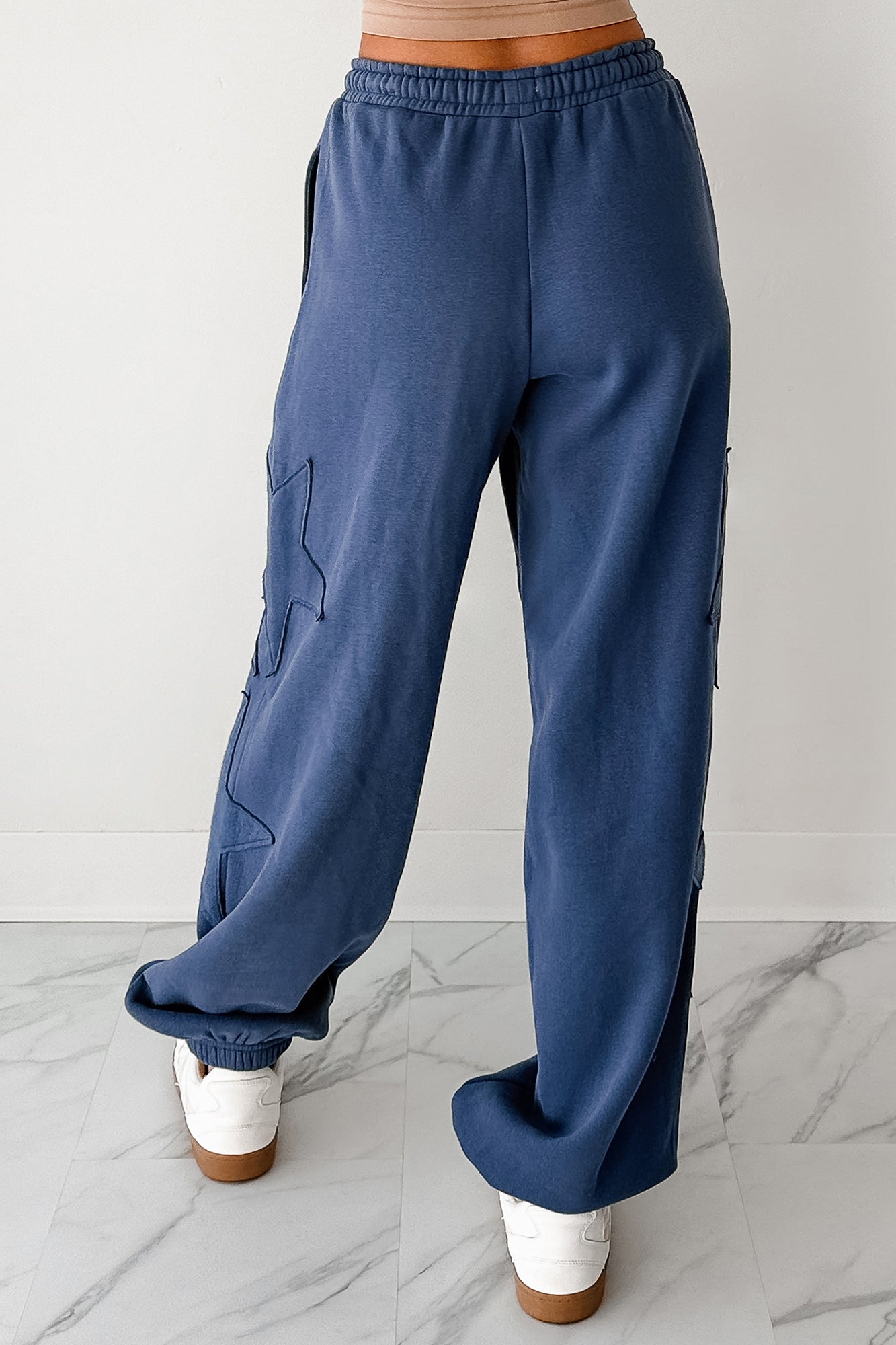 Silent Sundays Star Patch Sweatpants (Dusty Navy)-The Formal Wear