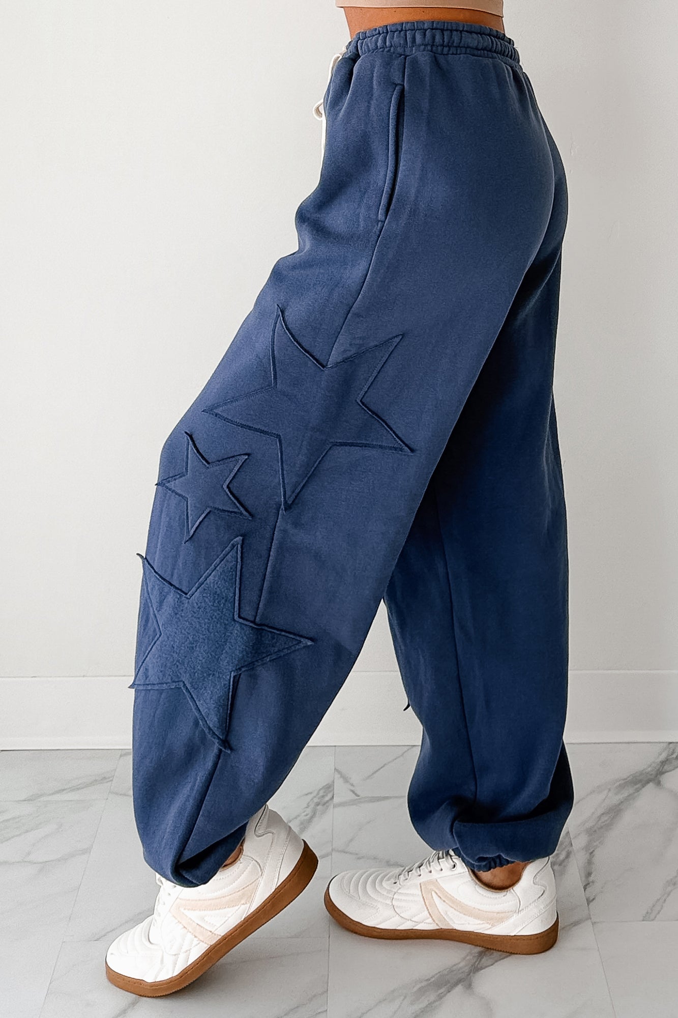 Silent Sundays Star Patch Sweatpants (Dusty Navy)-The Formal Wear