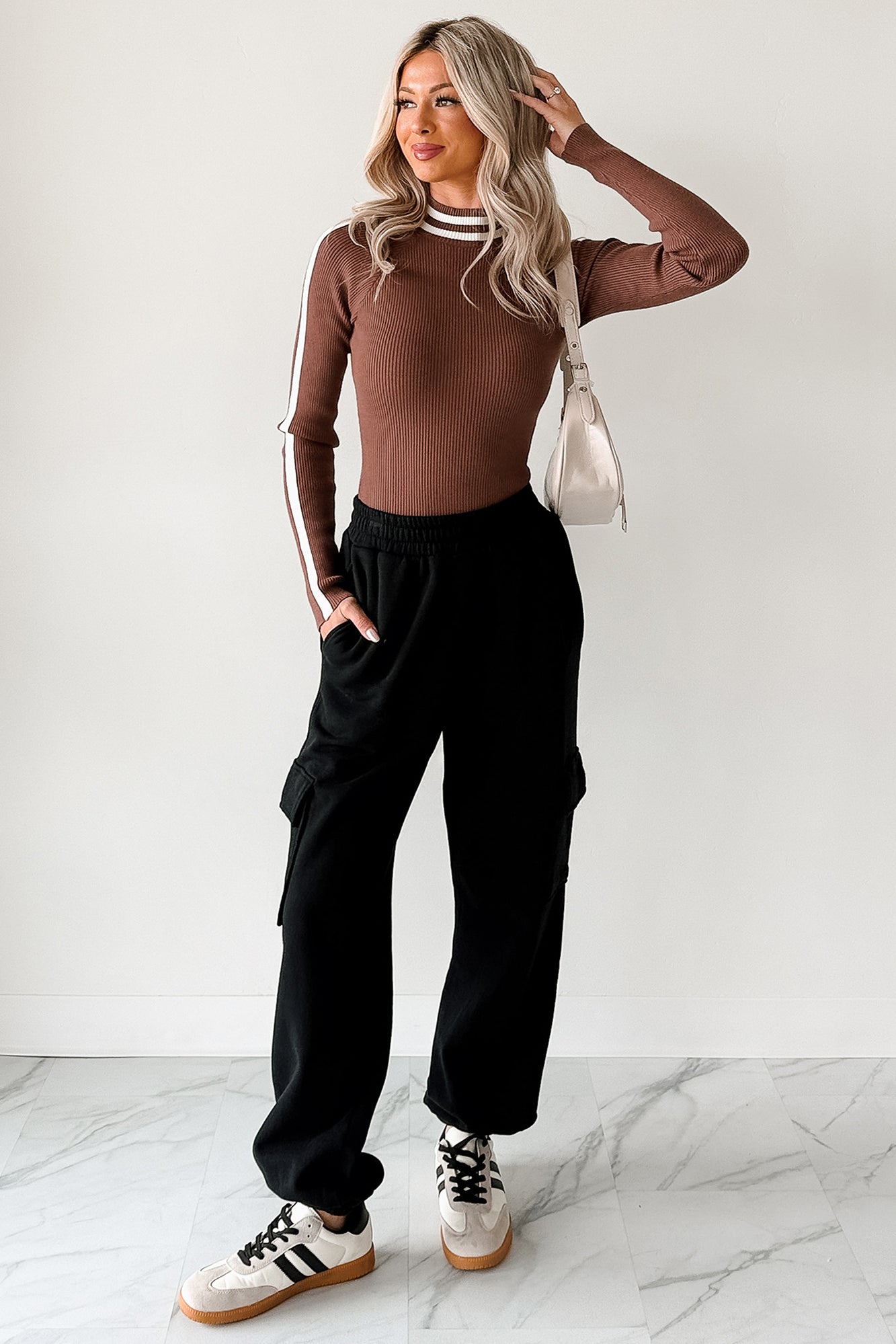 Practicing Patience Fleece Cargo Joggers (Black)-The Formal Wear