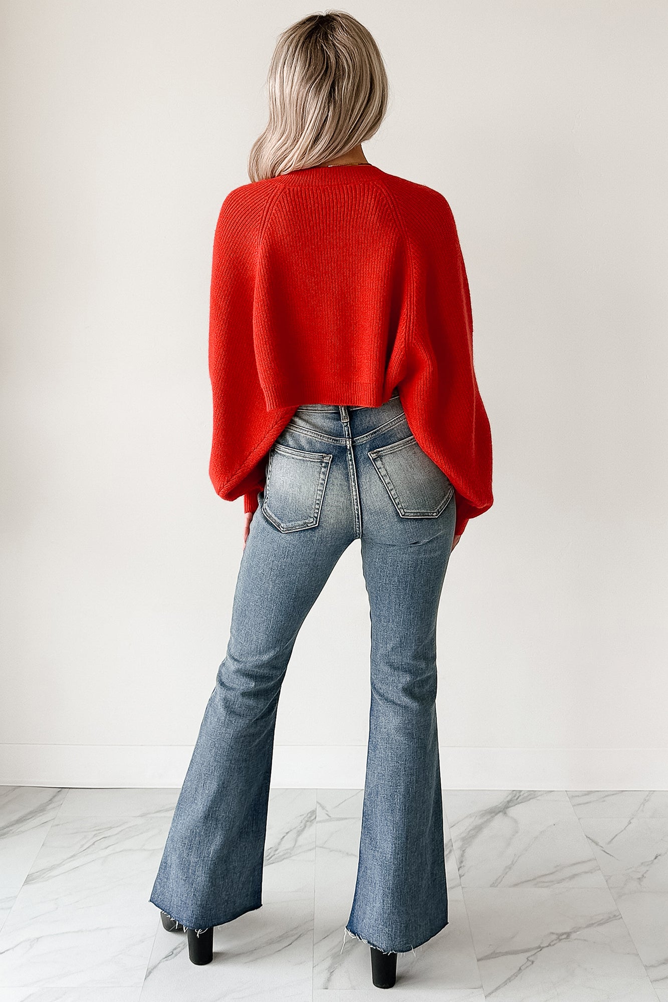 Moonlit Quiet Open Front Bolero Cardigan (Orange/Red)-The Formal Wear