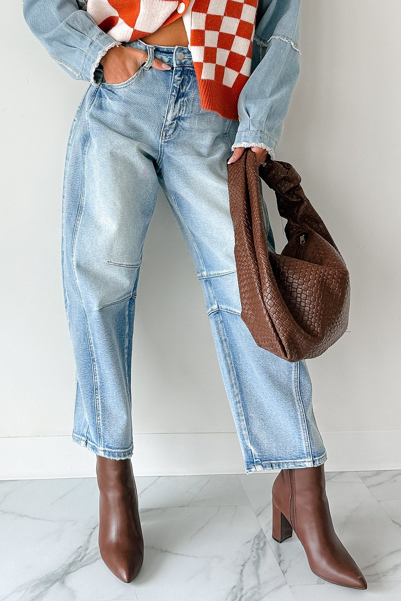 Colette Mid Rise Barrel Cello Jeans (Light)-The Formal Wear