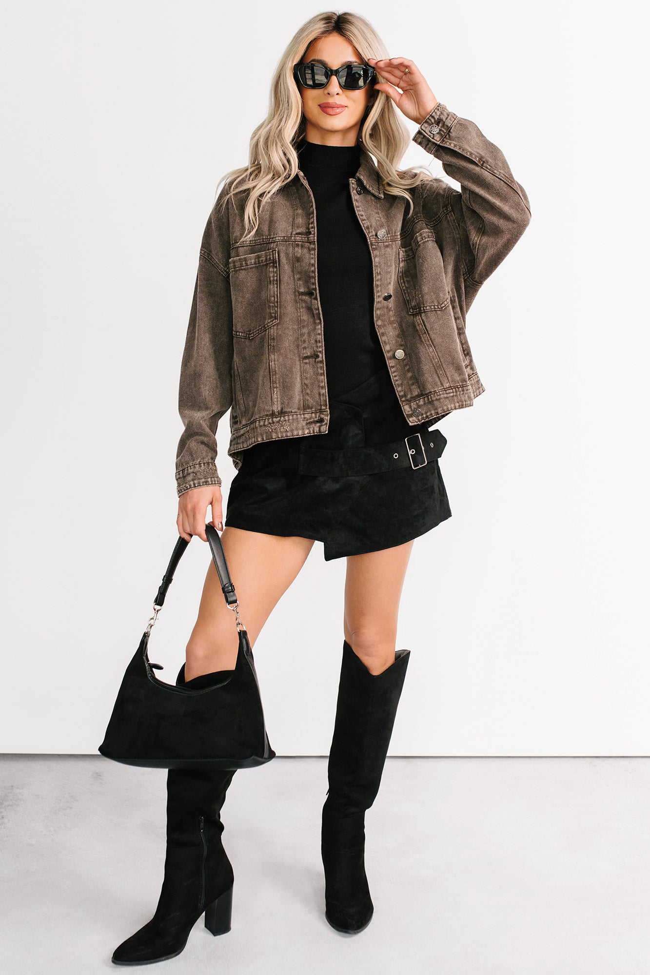 Backroad Wishes Washed Denim Jacket (Black Coffee)-The Formal Wear