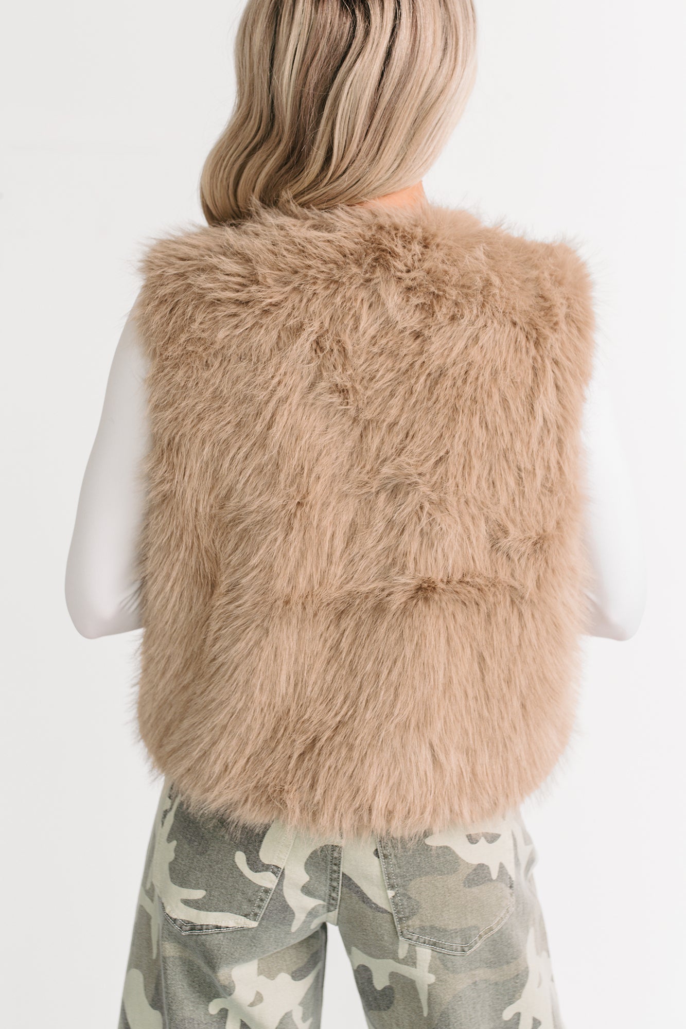 Passion & Desire Faux Fur Vest (Taupe)-The Formal Wear