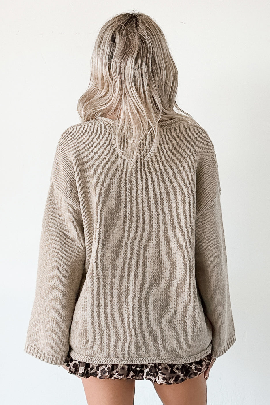 Coffee Talks Chunky V-Neck Sweater (Pebble)-The Formal Wear