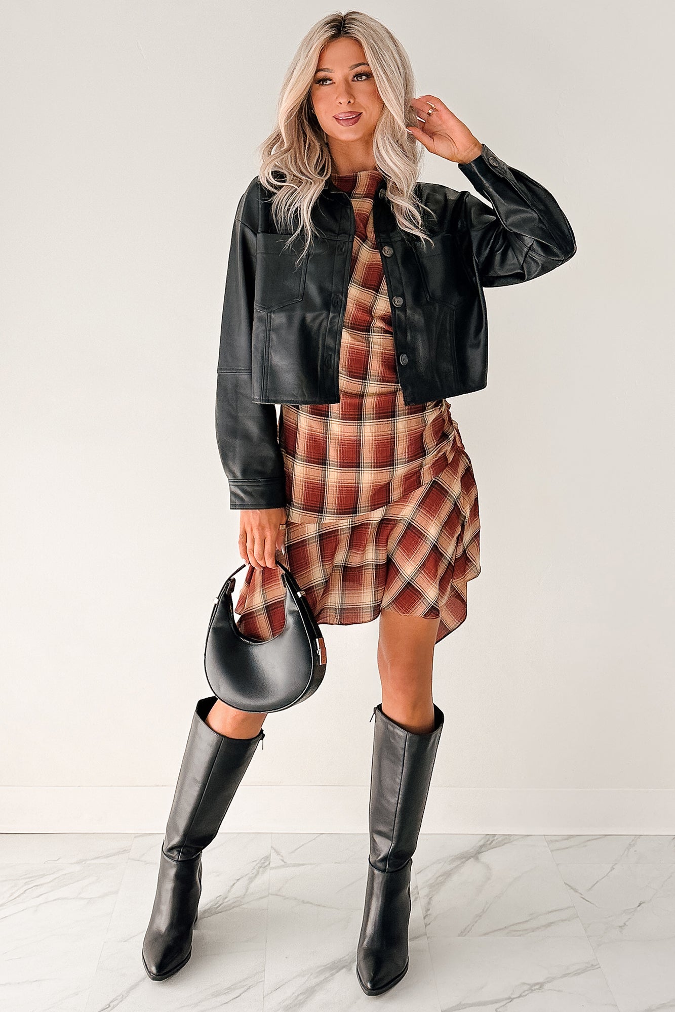 Minimal Motion Faux Leather Button-Up Jacket (Black)-The Formal Wear