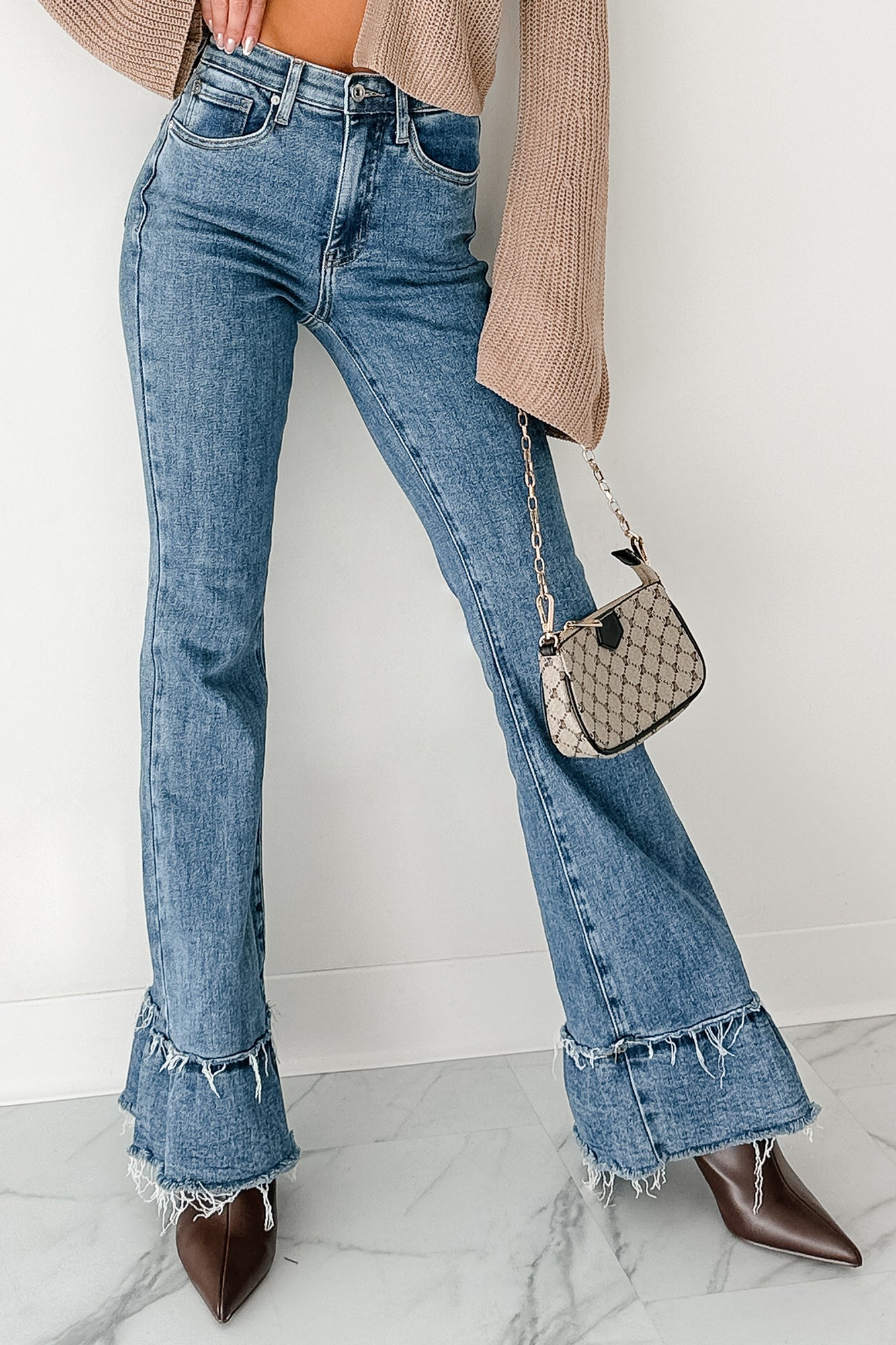 Deborah Tummy Control Ruffle Flare Special A Jeans (Dark)-The Formal Wear