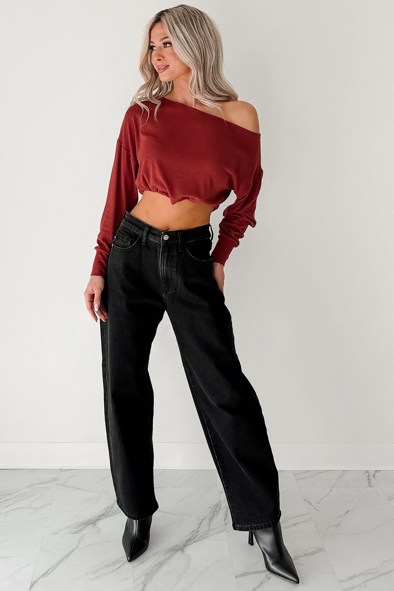 Sophia High Rise Judy Blue Washed Barrel Jeans (Black)-The Formal Wear