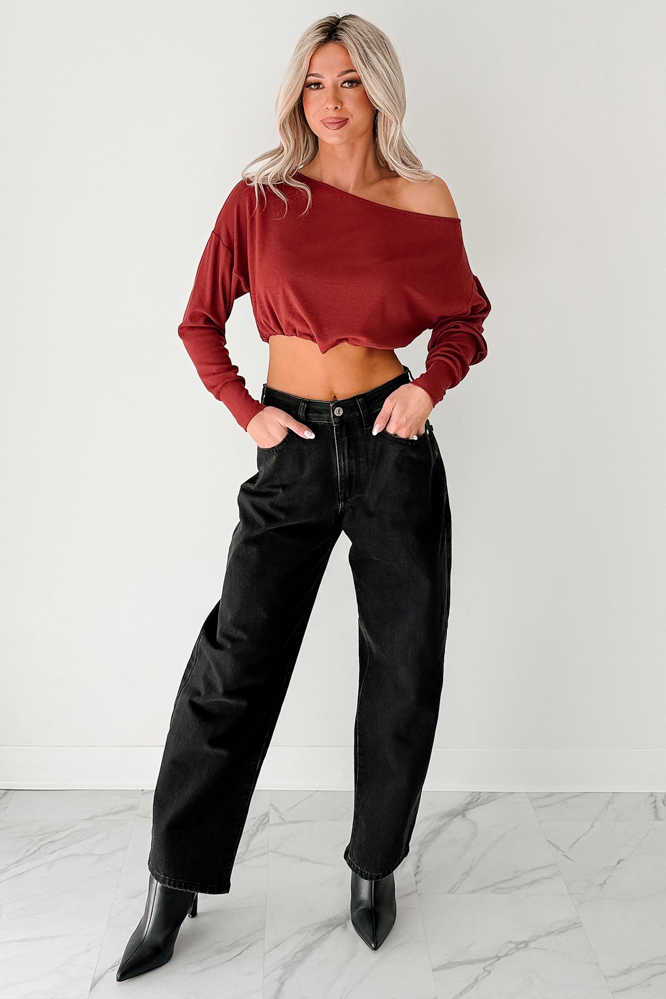 Sophia High Rise Judy Blue Washed Barrel Jeans (Black)-The Formal Wear