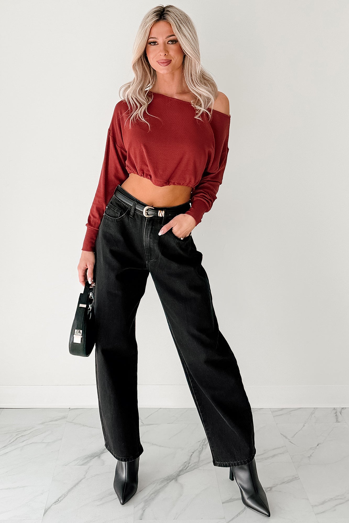 Sophia High Rise Judy Blue Washed Barrel Jeans (Black)-The Formal Wear