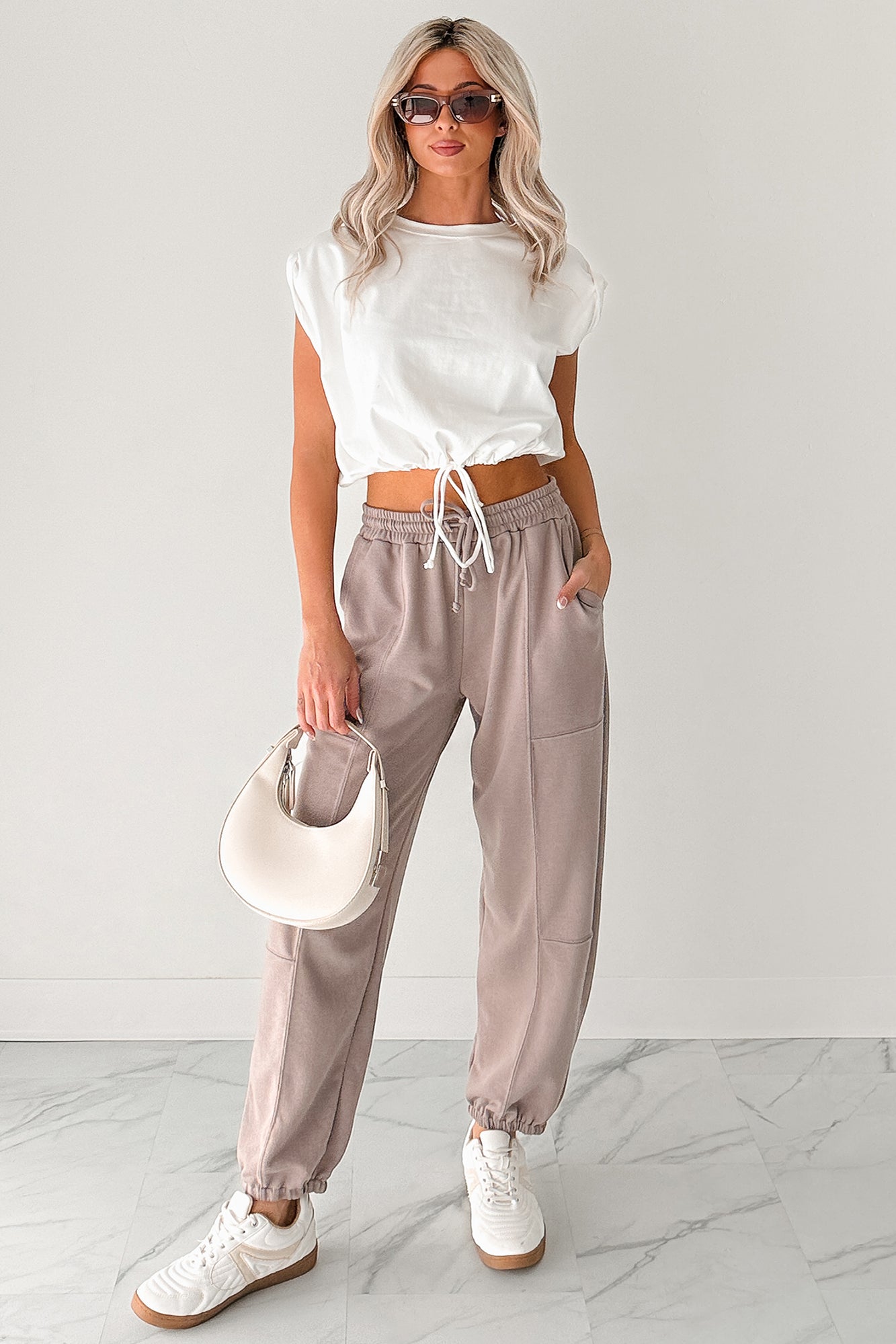 Casual Darling High Rise Jogger Sweatpants (Mocha)-The Formal Wear