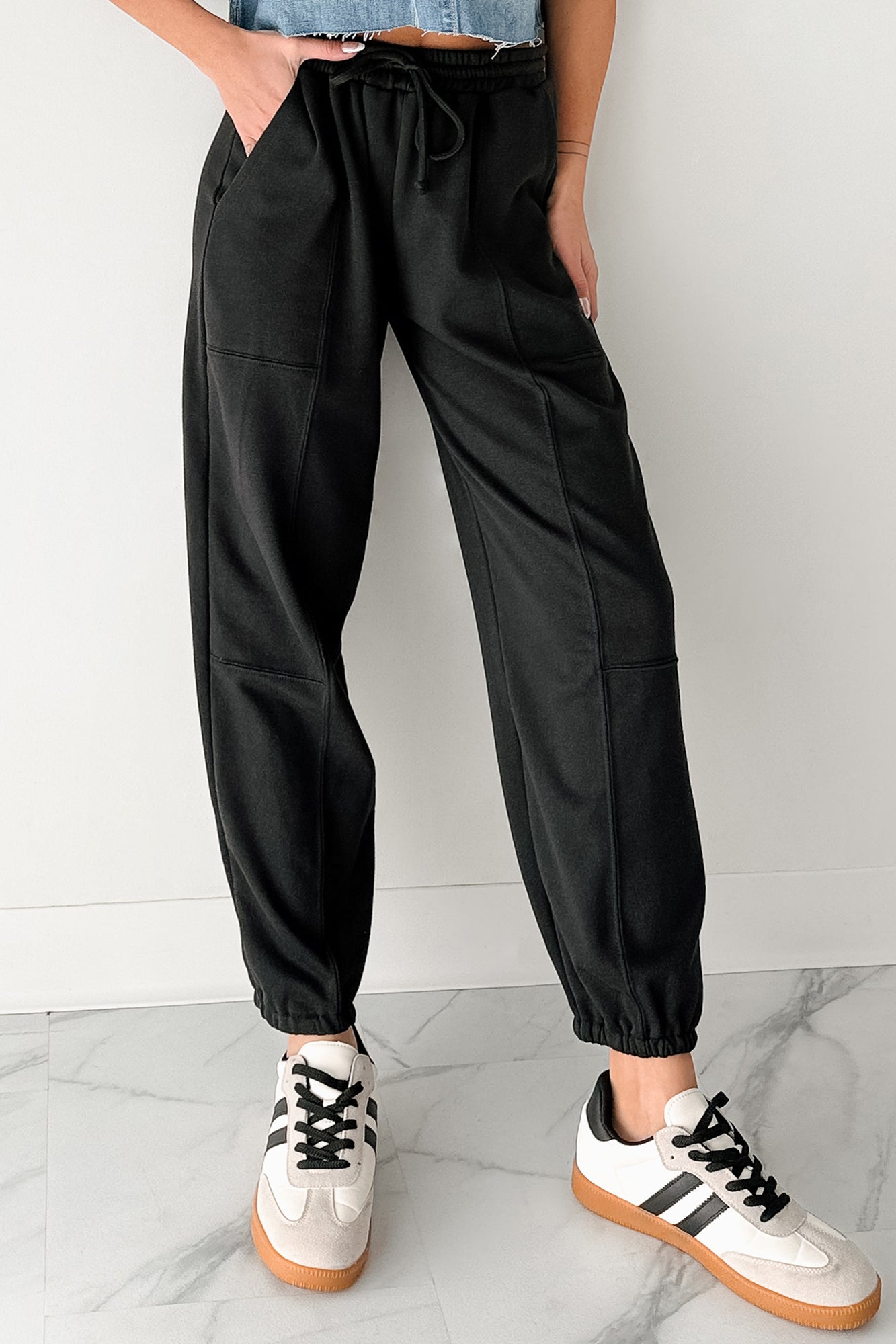 Casual Darling High Rise Jogger Sweatpants (Black)-The Formal Wear