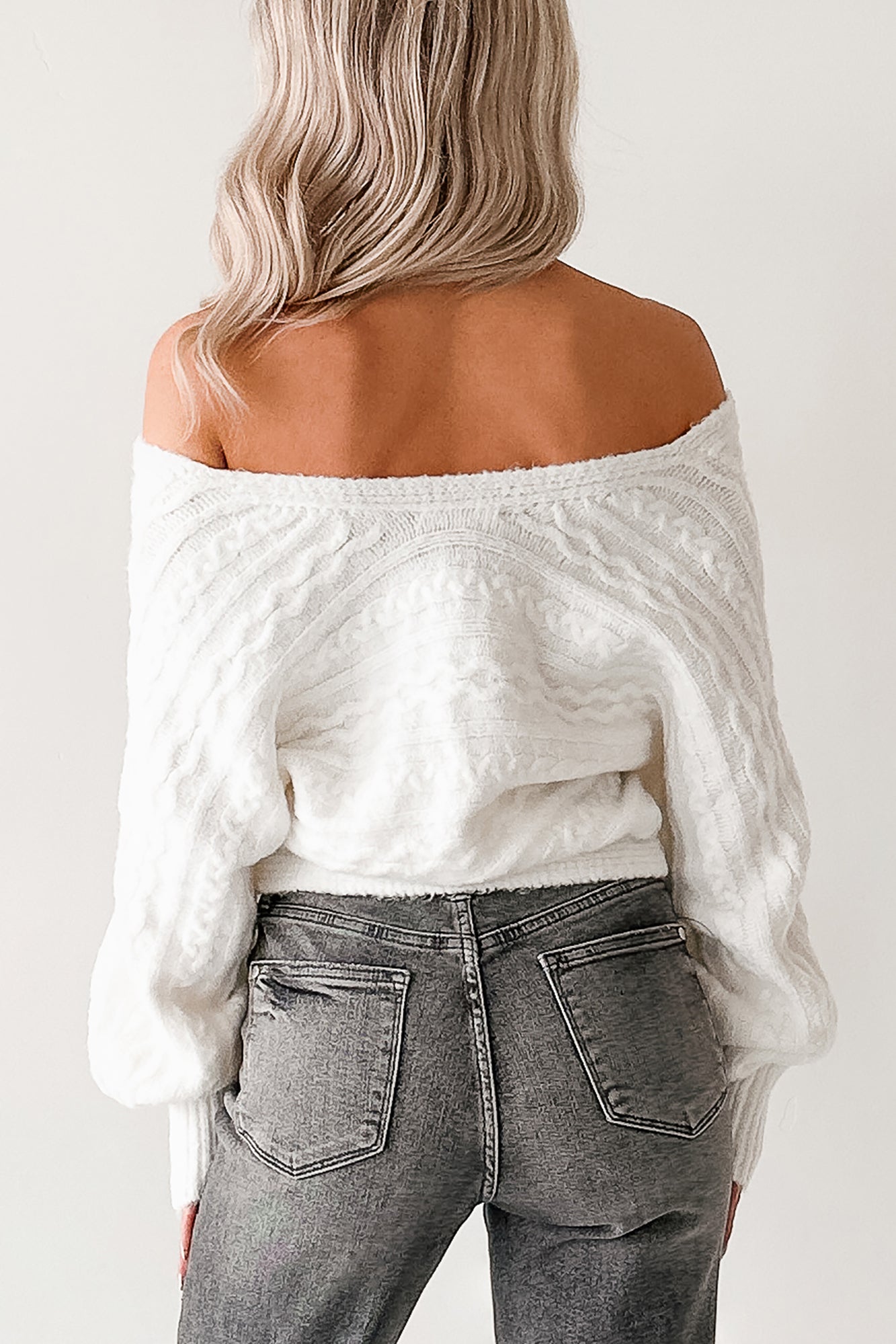Cocoa Breaks Wrap Front Knit Sweater (Ivory)-The Formal Wear