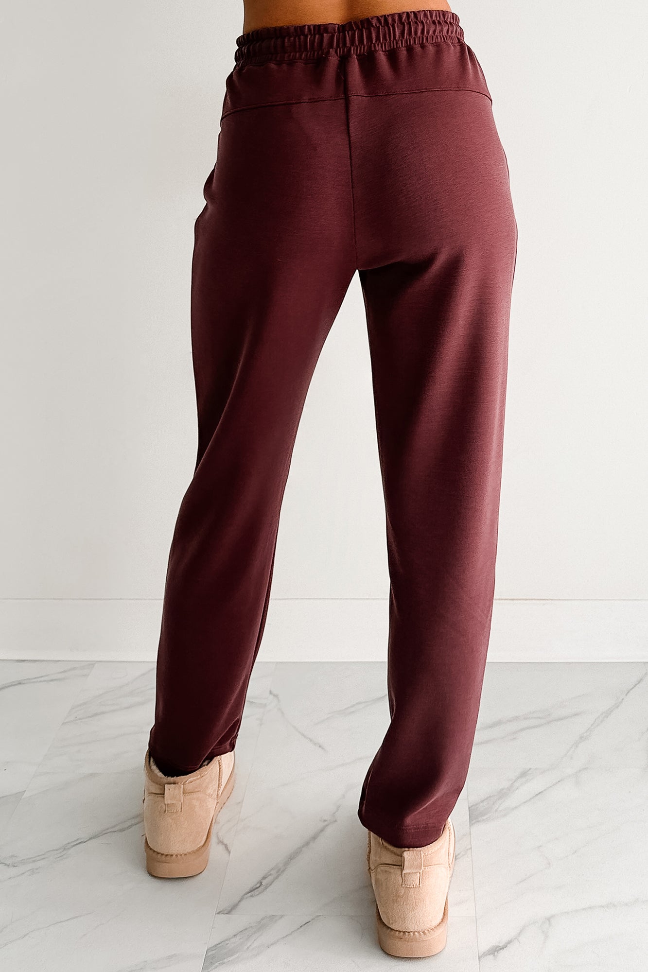 Chasing Goals Soft Front Tie Cropped Jogger Pants (Maroon)-The Formal Wear