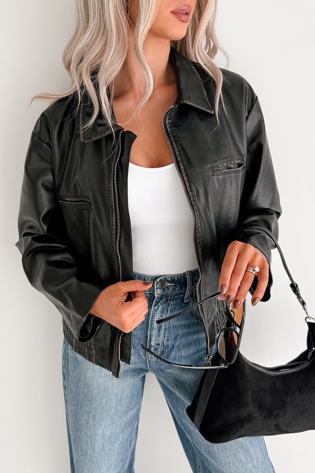 Chic Relevance Faux Leather Jacket (Black)-The Formal Wear