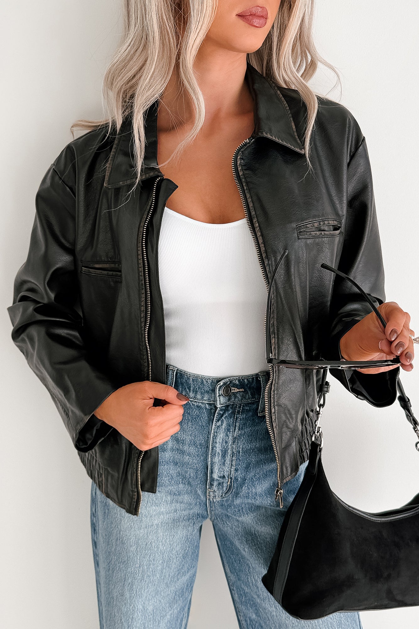 Chic Relevance Faux Leather Jacket (Black)-The Formal Wear