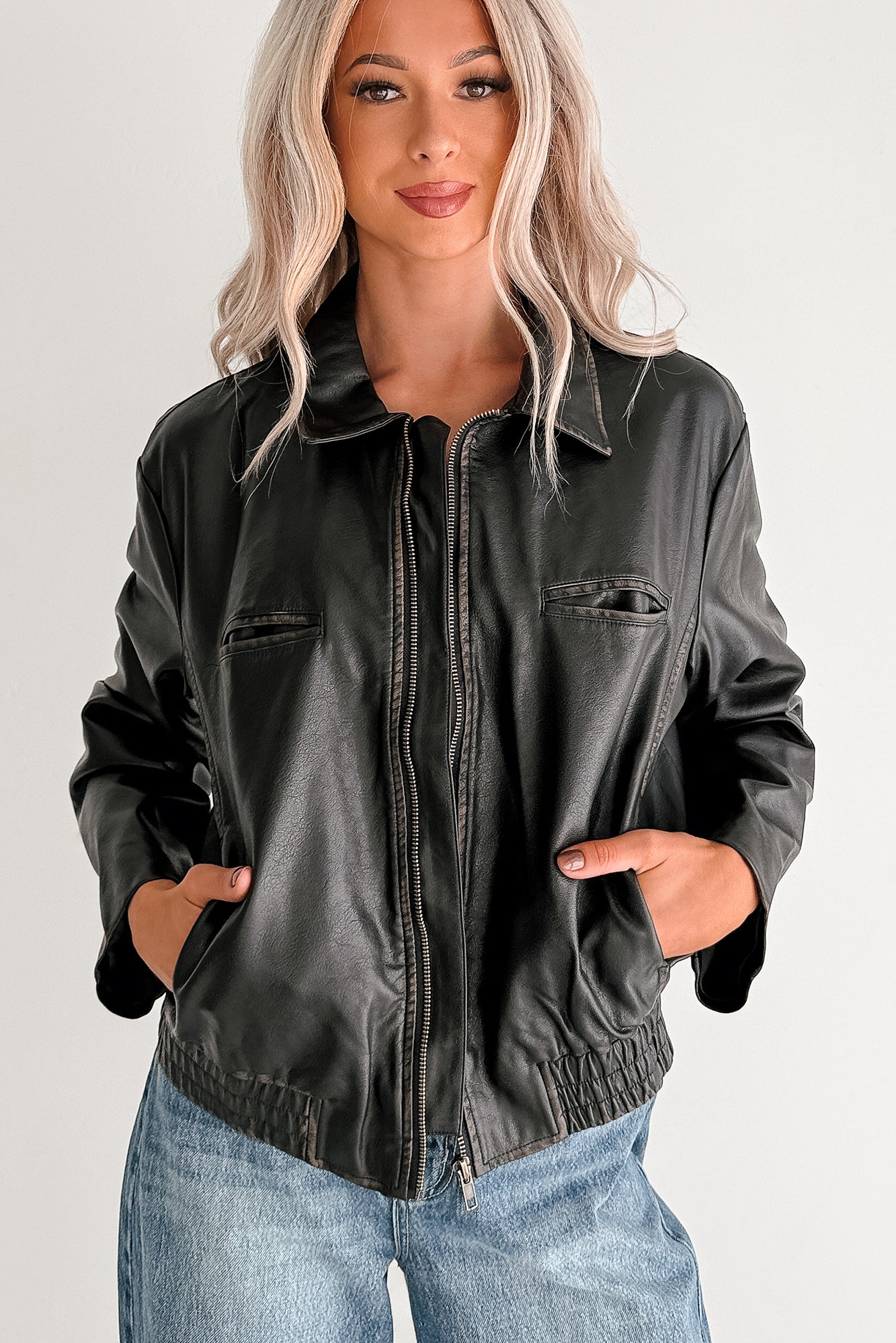 Chic Relevance Faux Leather Jacket (Black)-The Formal Wear