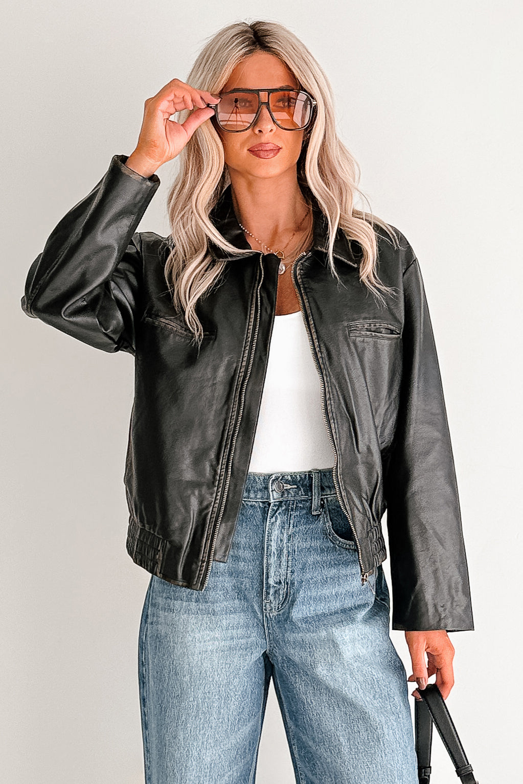Chic Relevance Faux Leather Jacket (Black)-The Formal Wear