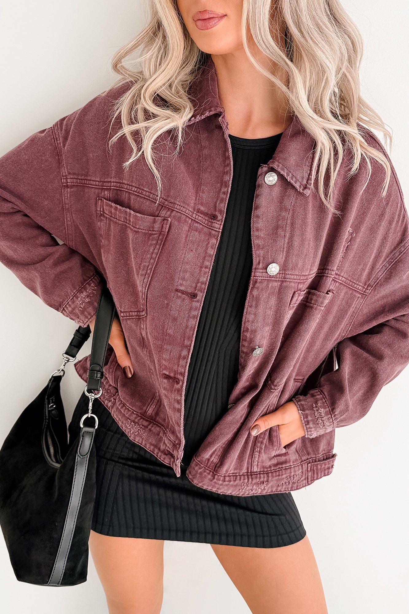 Backroad Wishes Washed Denim Jacket (Cherry Lacquer)-The Formal Wear