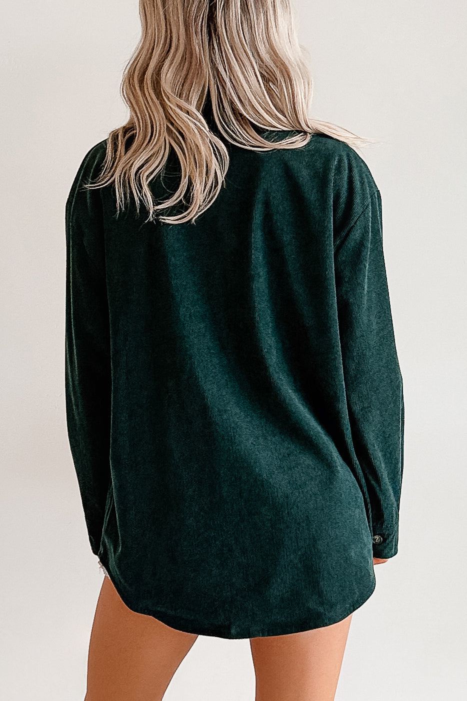 Merry Hour Corduroy Plaid Mello Shacket (Dark Green/Red)-The Formal Wear