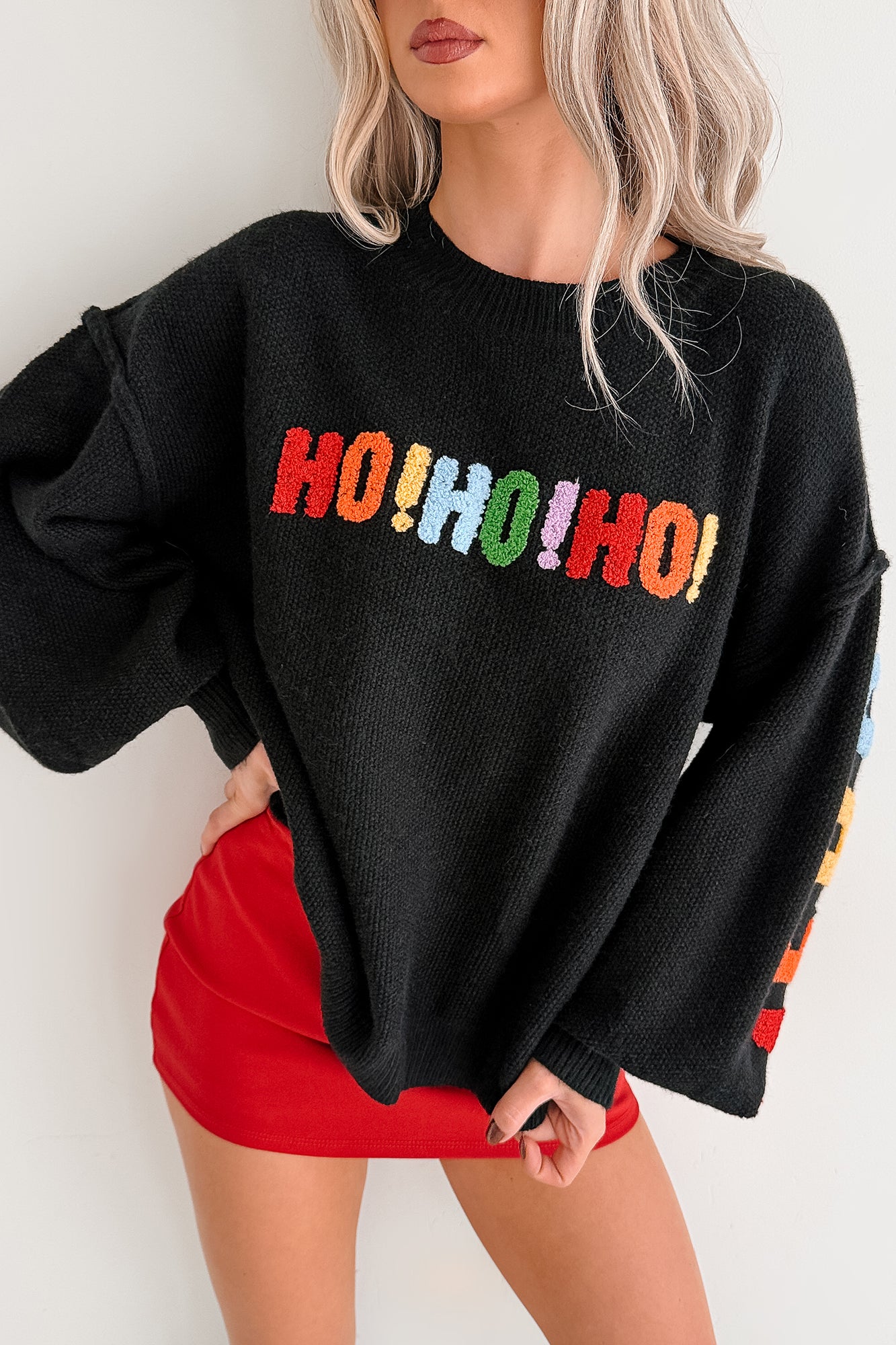 Blankets & Bells Christmas Lettered Mello Sweater (Black)-The Formal Wear