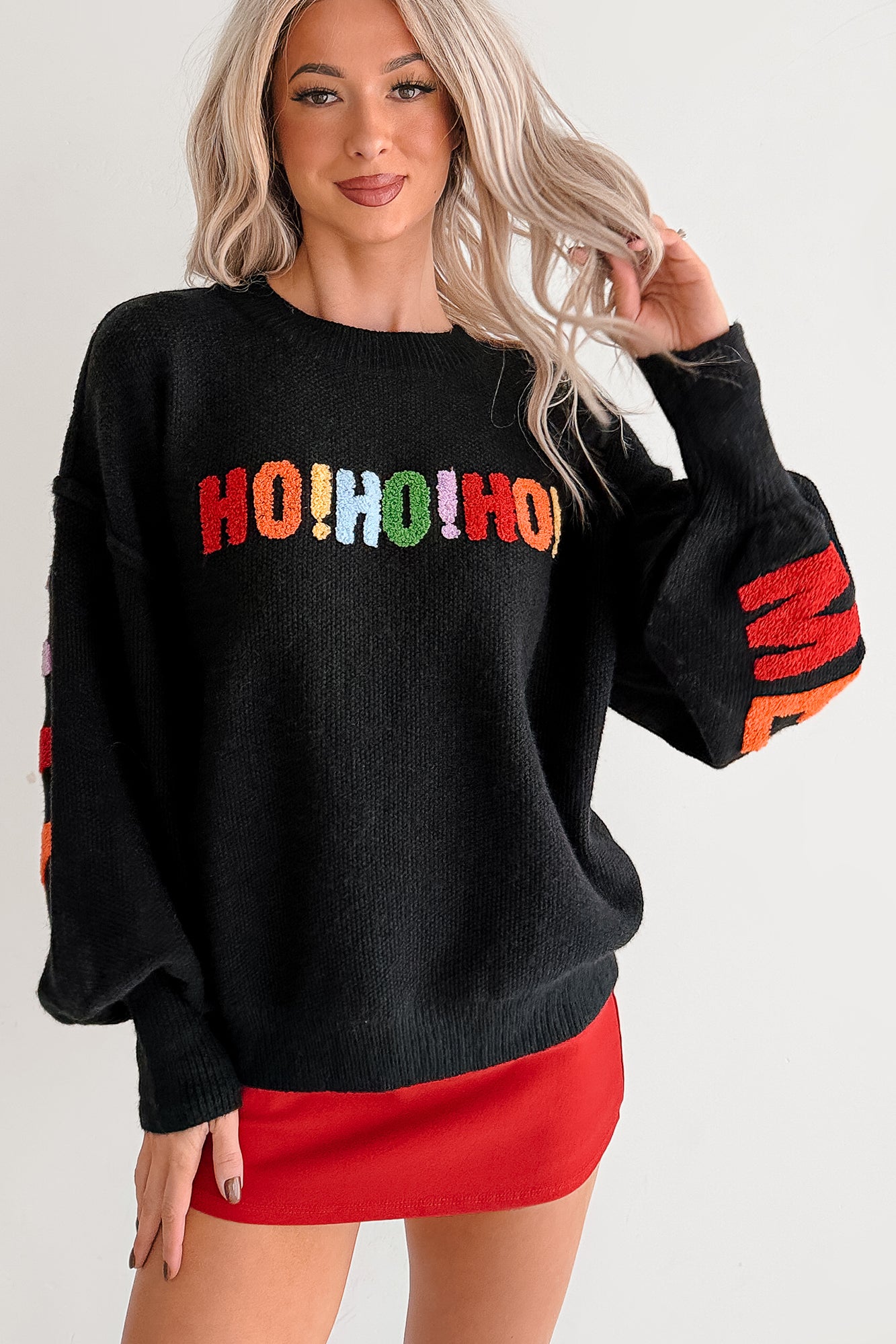 Blankets & Bells Christmas Lettered Mello Sweater (Black)-The Formal Wear