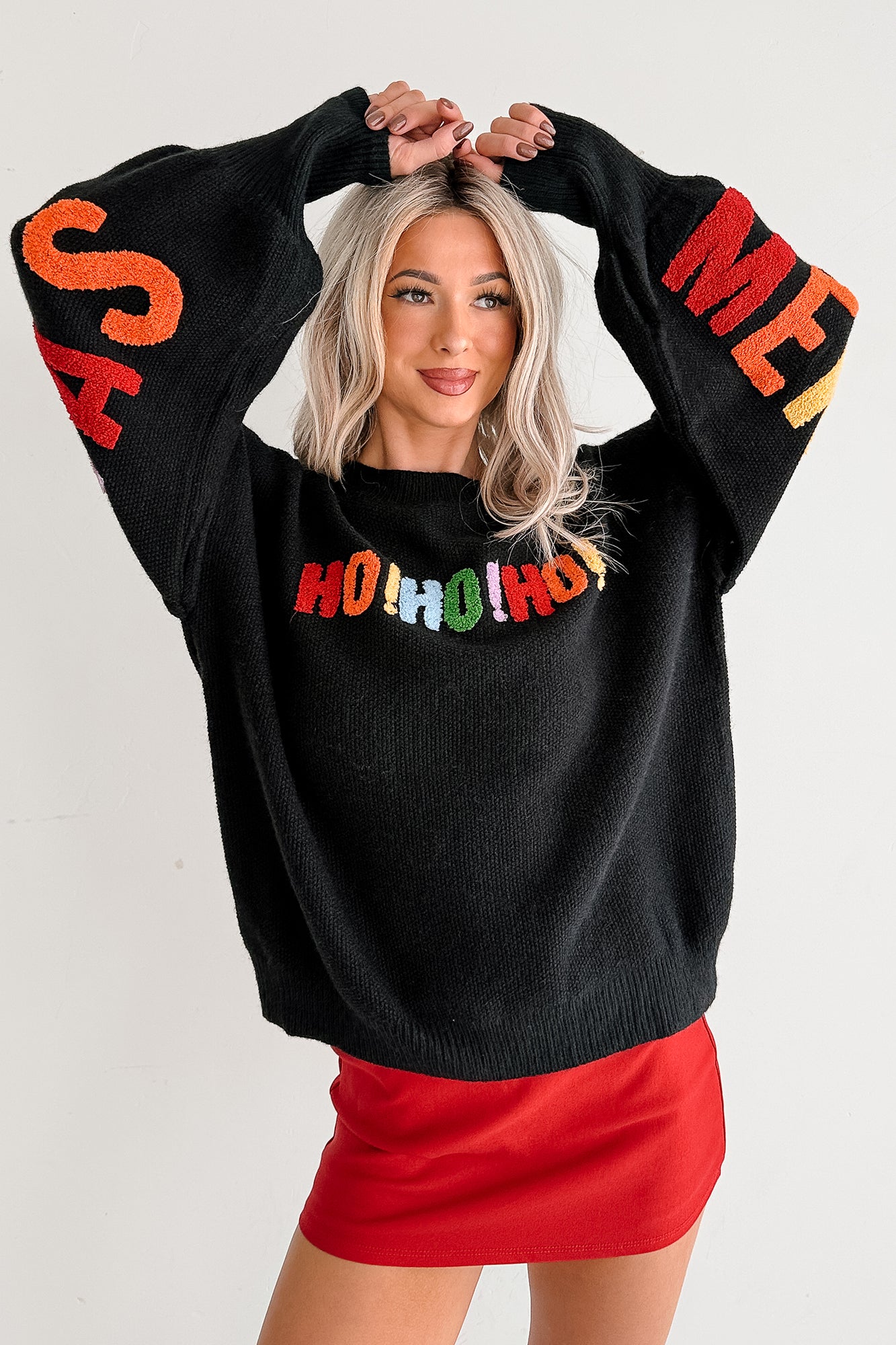 Blankets & Bells Christmas Lettered Mello Sweater (Black)-The Formal Wear
