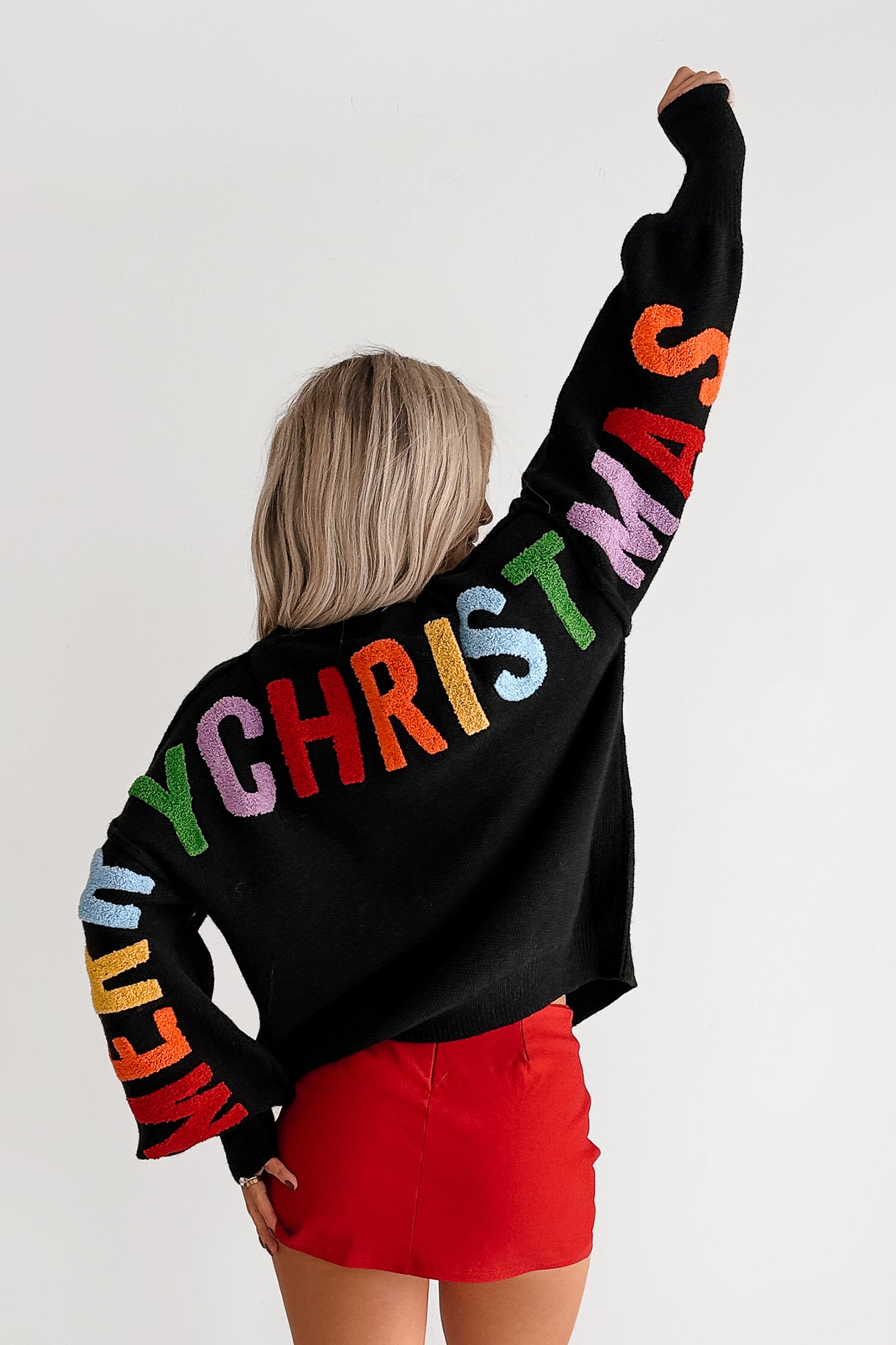 Blankets & Bells Christmas Lettered Mello Sweater (Black)-The Formal Wear