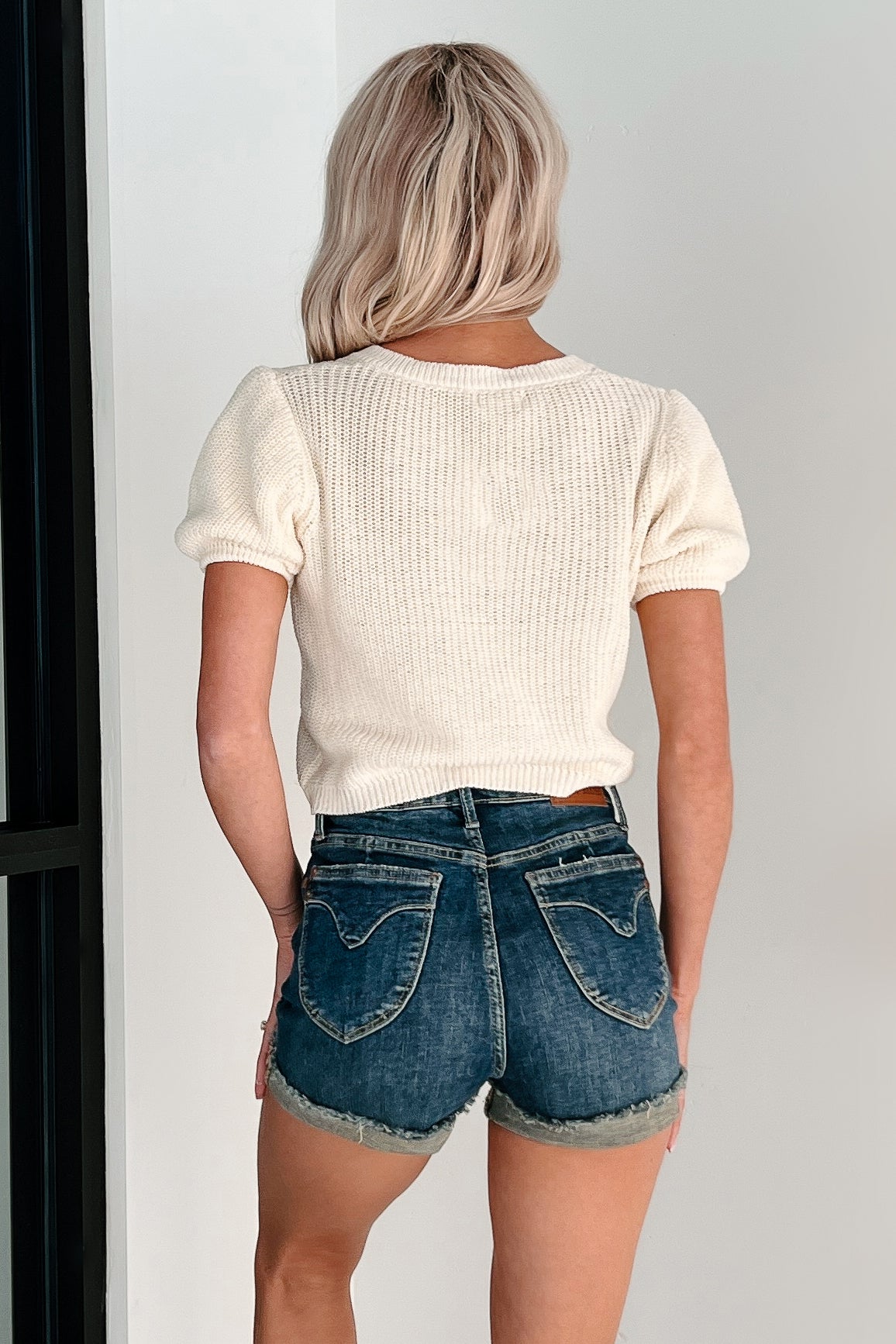 Comfort Meets Couture Puff Sleeve Sweater Top (Cream)-The Formal Wear