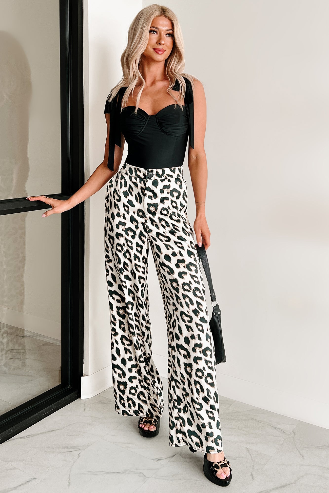 Heart Full Of Dreams Tie Shoulder Bodysuit (Black)-The Formal Wear