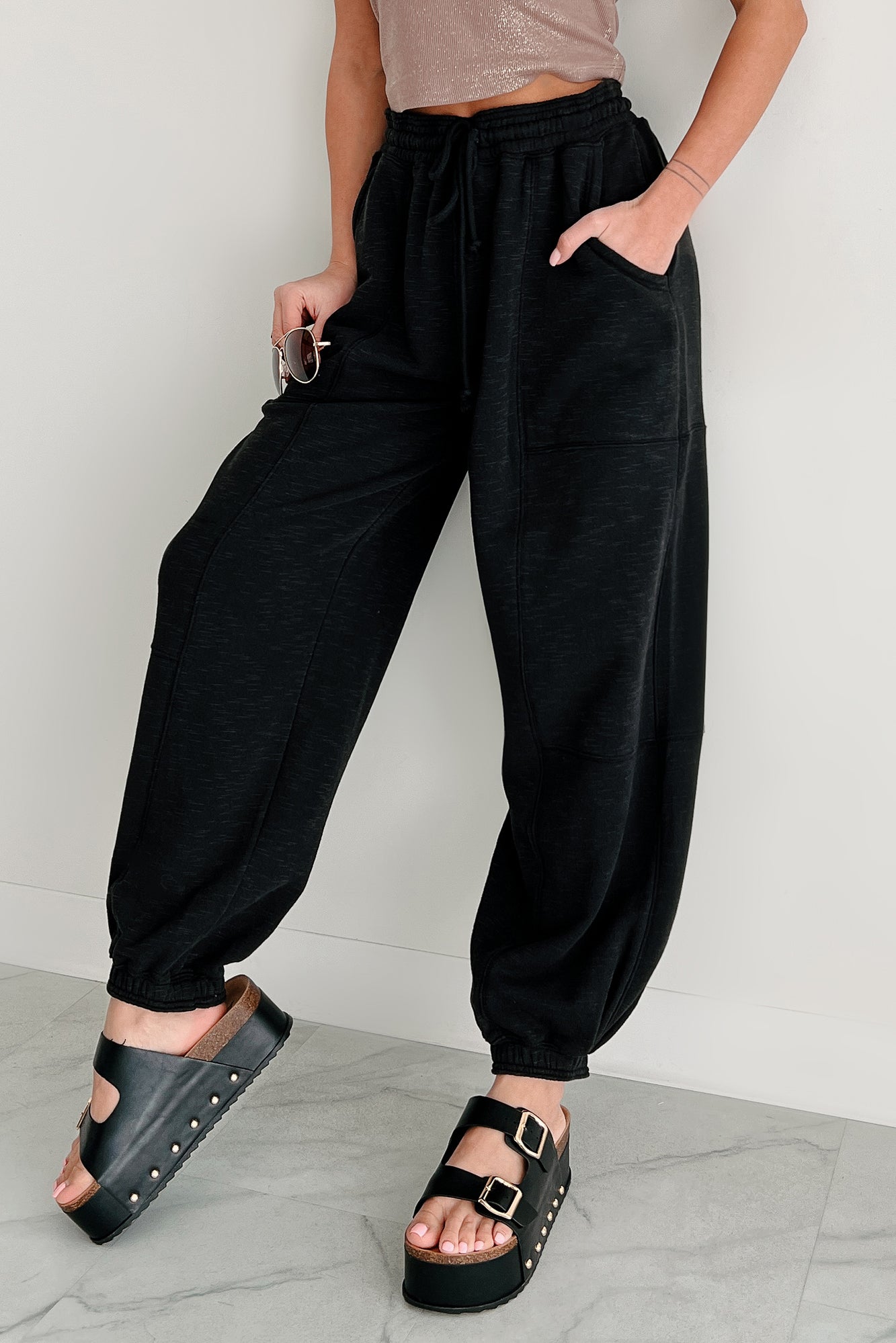 Back To The Basics Drawstring Sweatpants (Black)-The Formal Wear