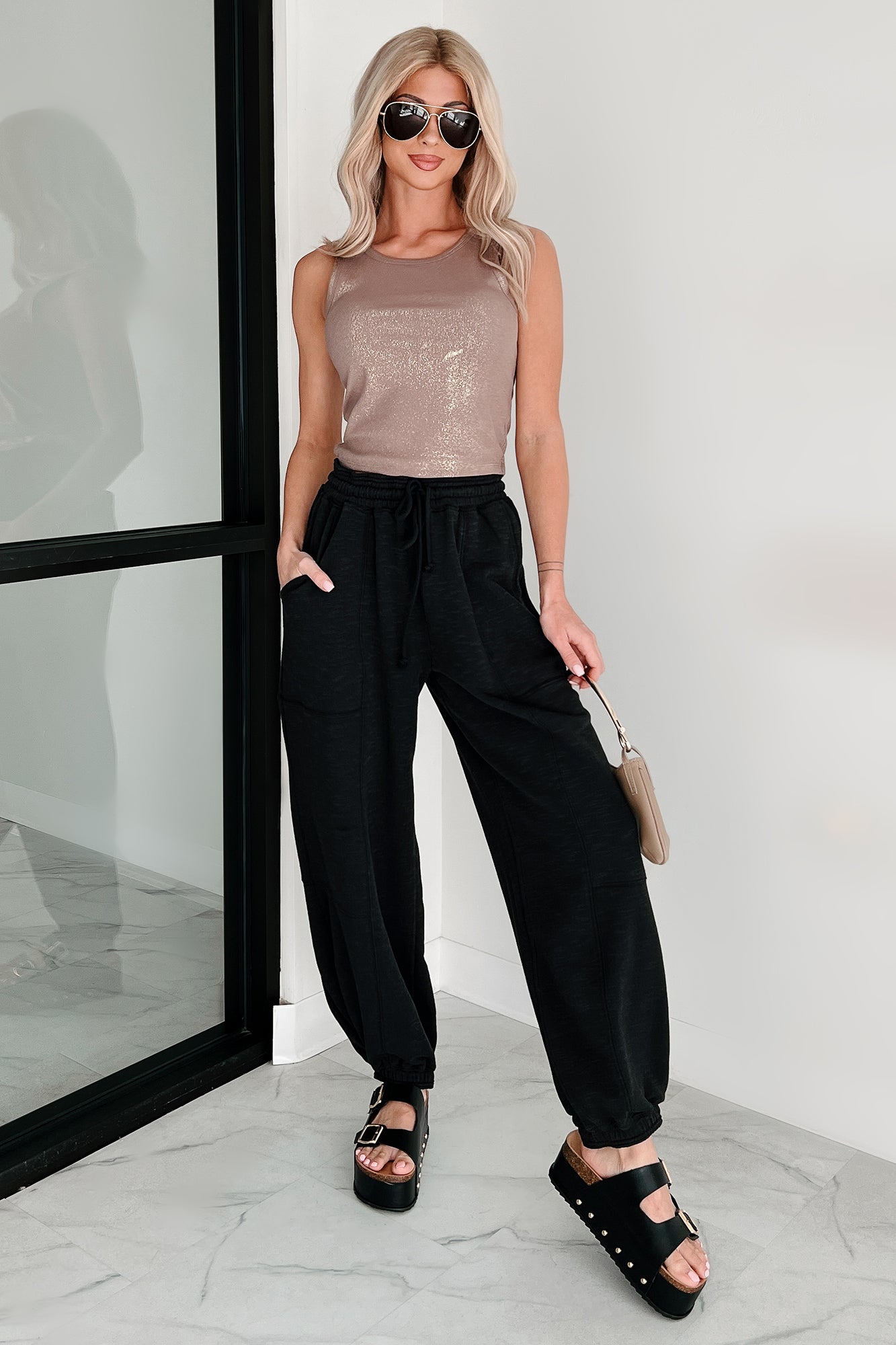 Back To The Basics Drawstring Sweatpants (Black)-The Formal Wear